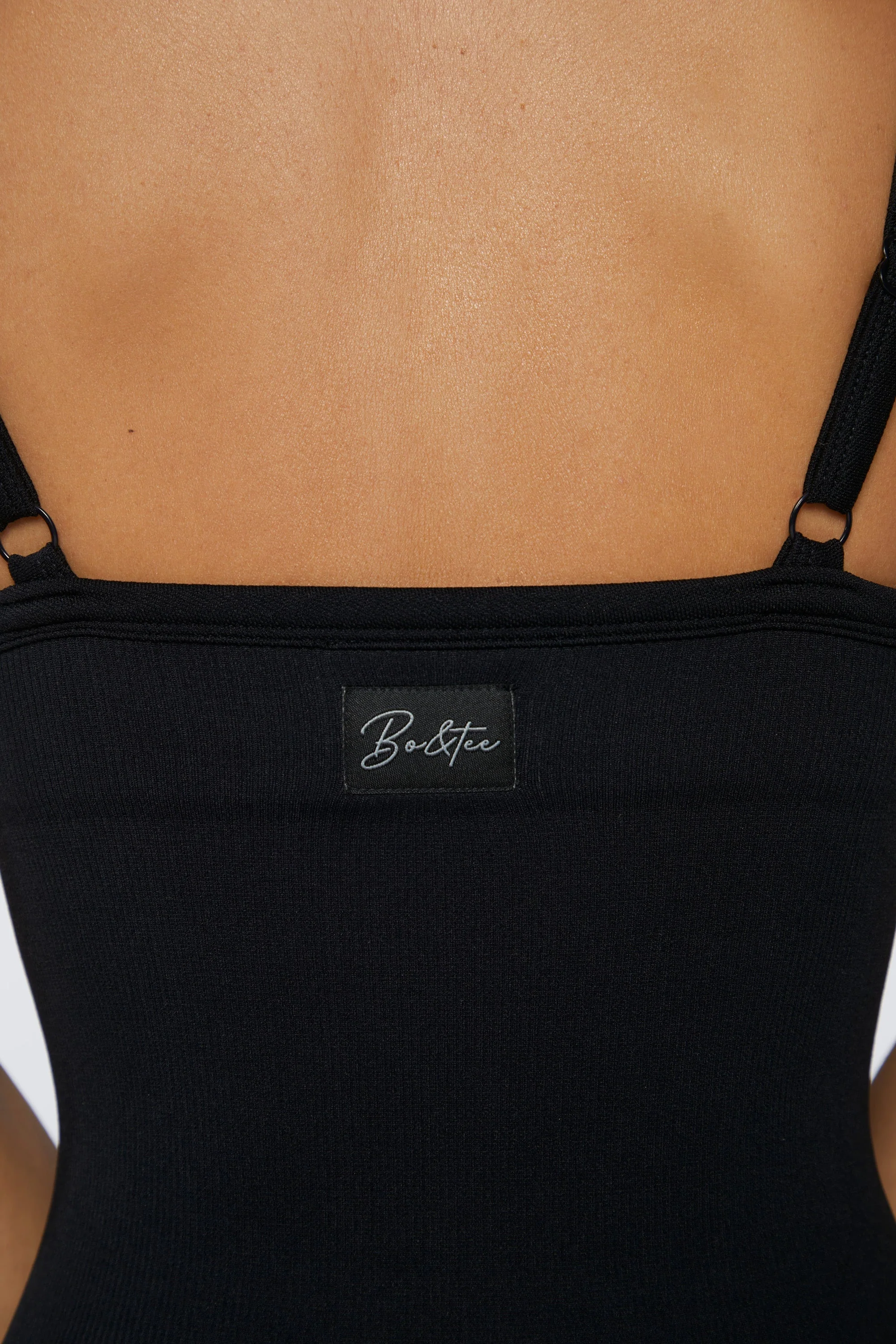 Seamless Micro Rib Scoop-Neck Unitard in Black - Image 4