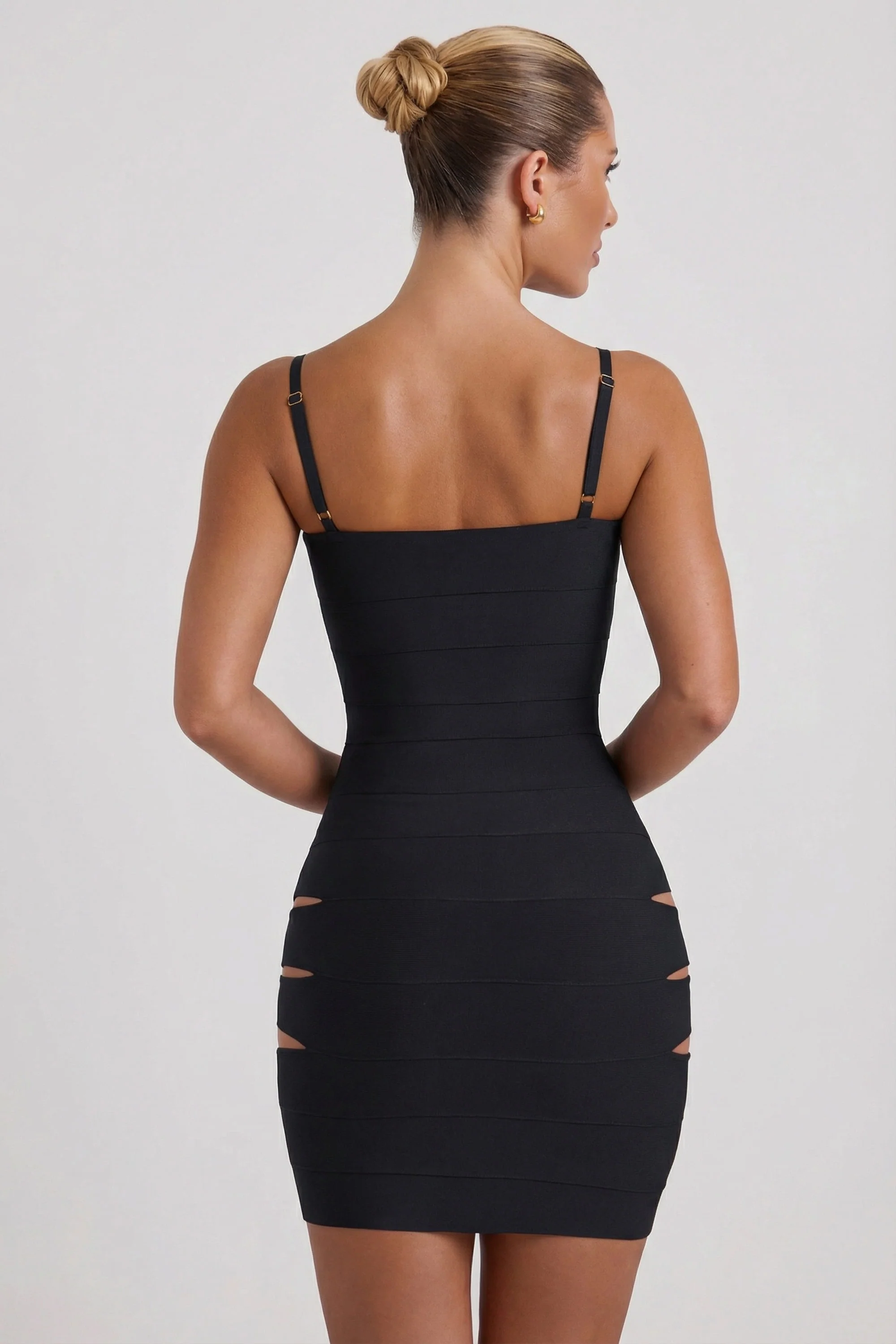 Cut-Out Bodycon Mini Dress in Black - Image 2