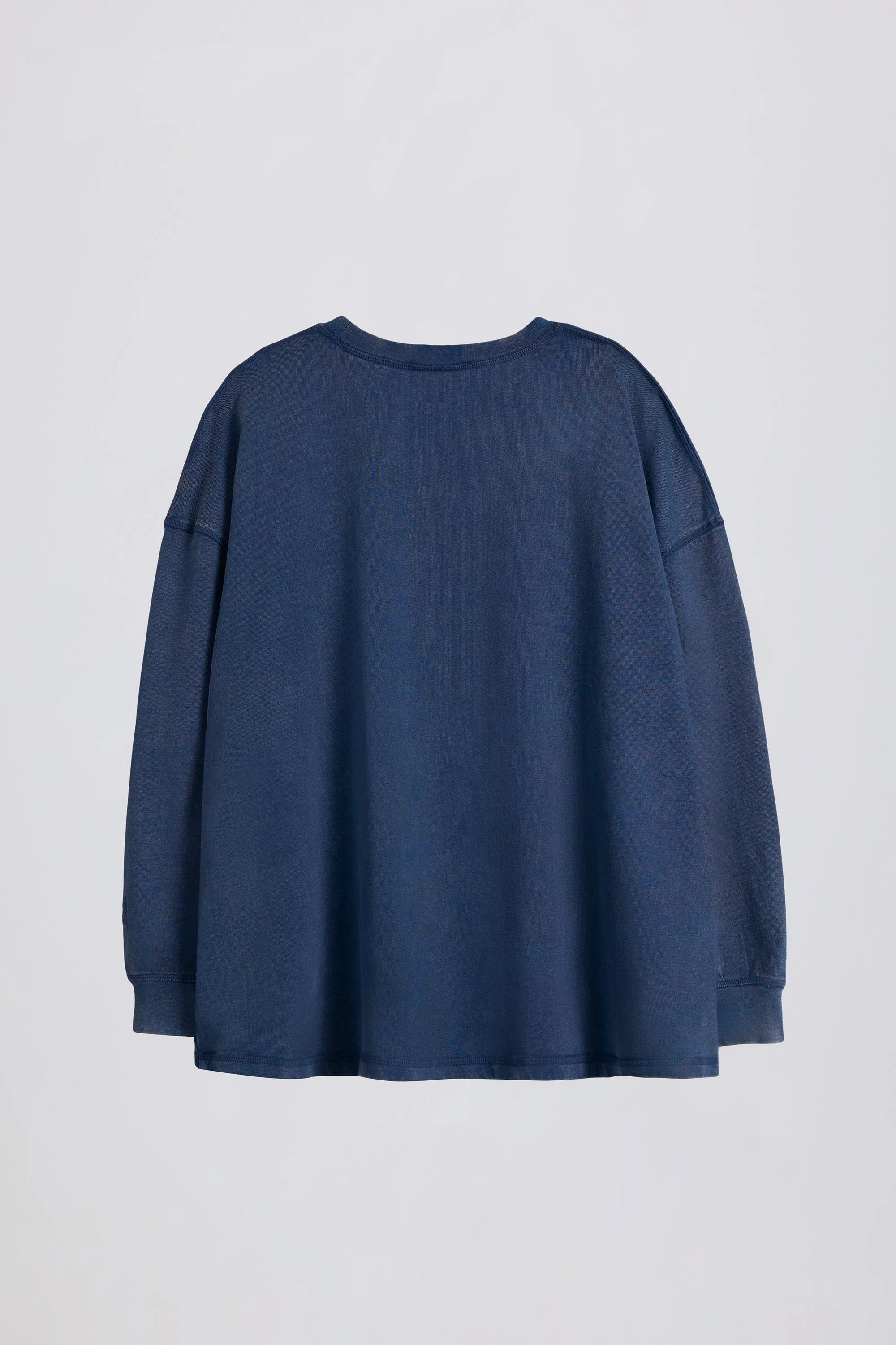 Acid Wash Long-Sleeve Oversized T-Shirt in Blue - Image 3