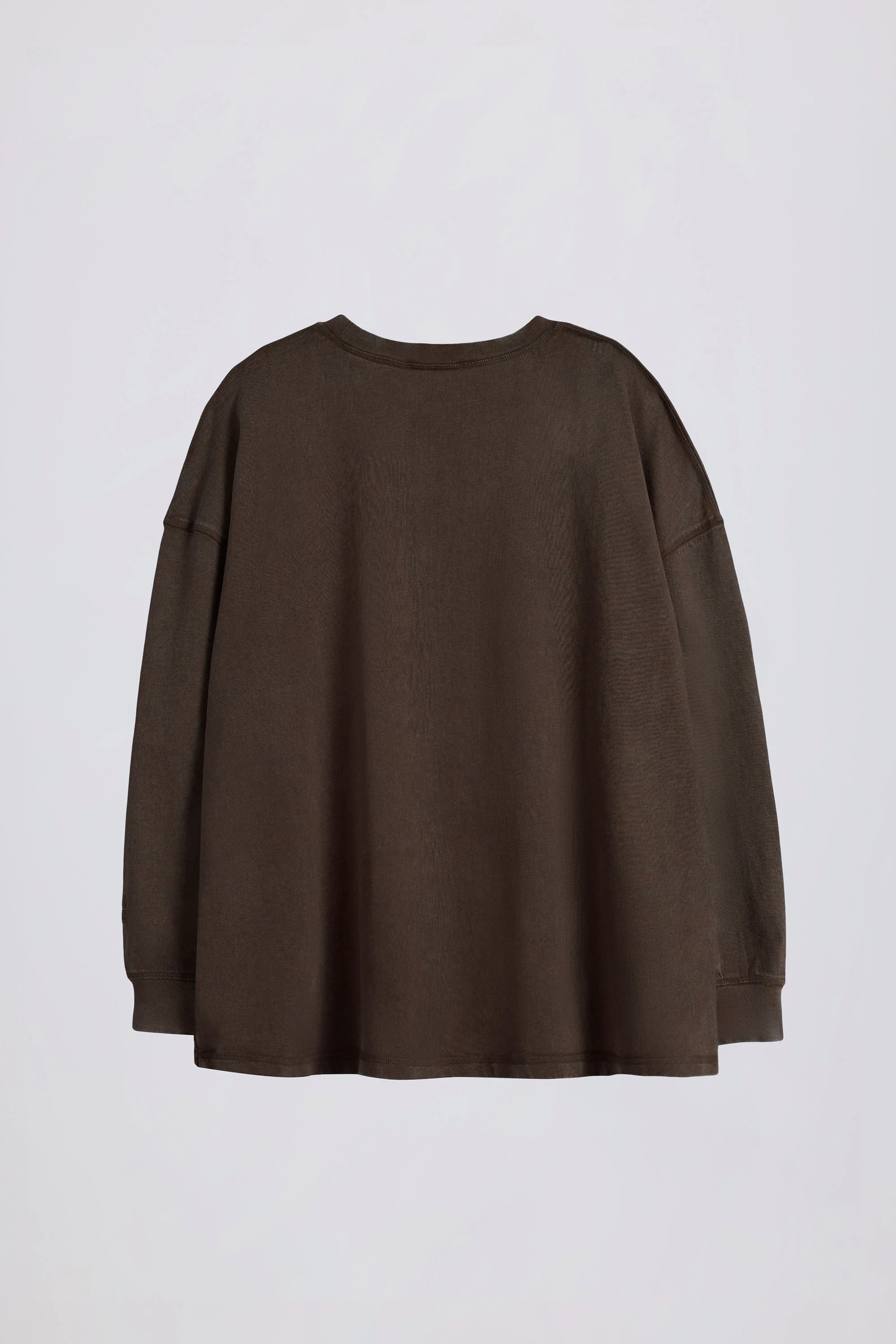Acid Wash Long-Sleeve Oversized T-Shirt in Brown - Image 3