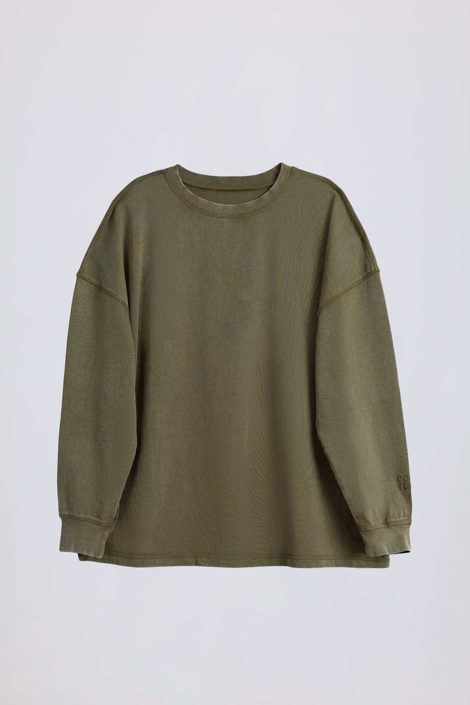 Acid Wash Long-Sleeve Oversized T-Shirt in Light Green - Image 2