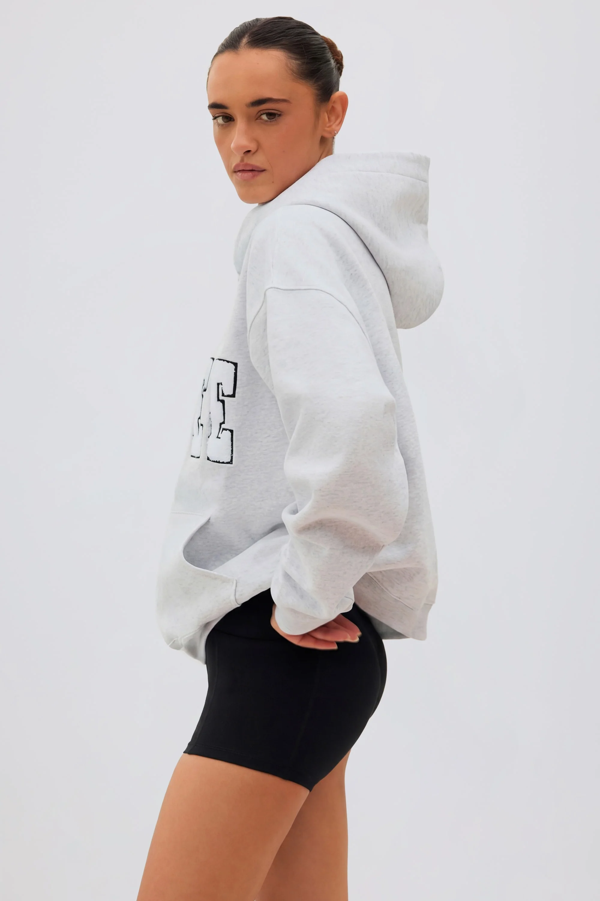 Soft Cotton Jersey Oversized Hoodie in Heather Grey - Image 3