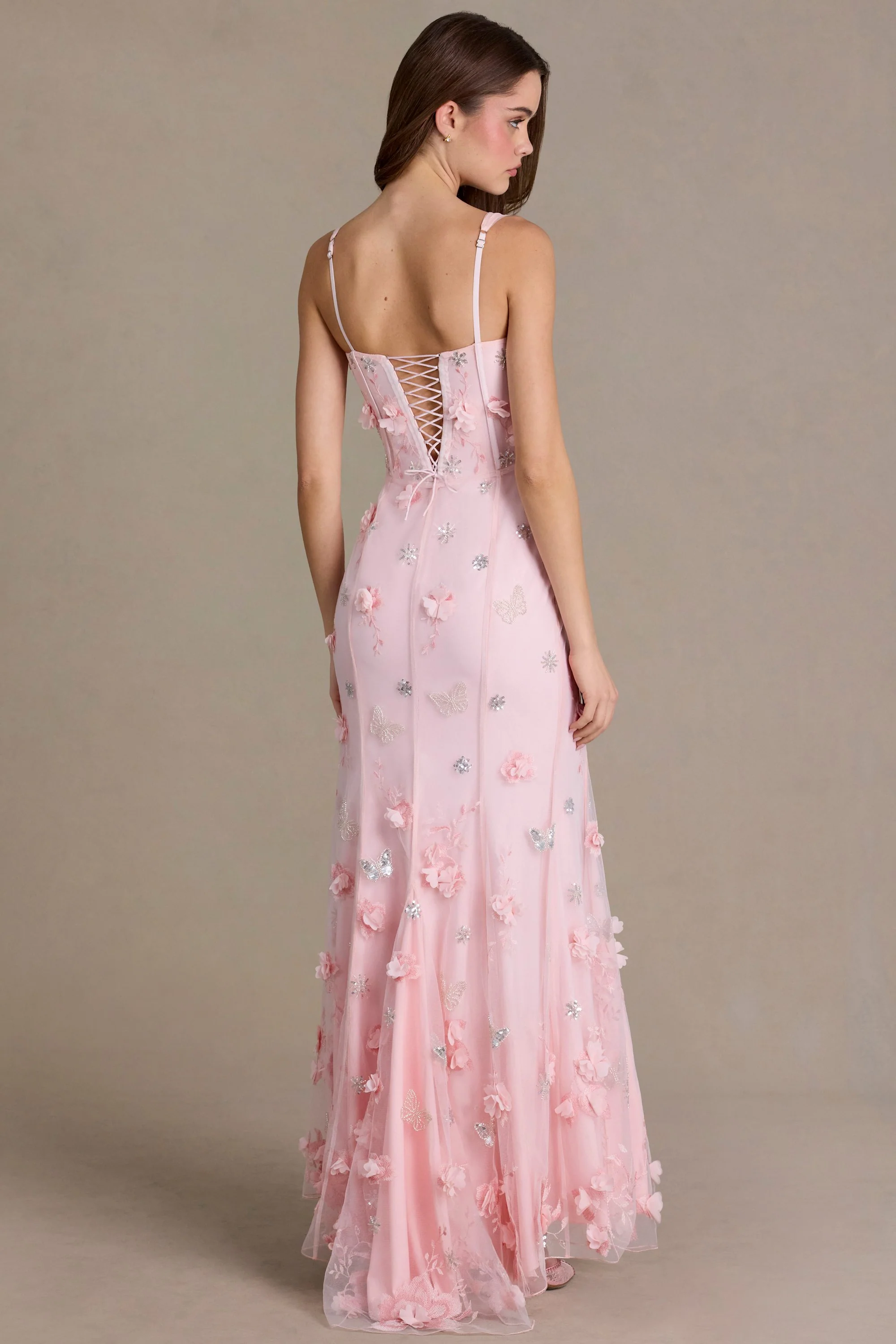 Premium Embellished Corset Gown in Baby Pink - Image 2