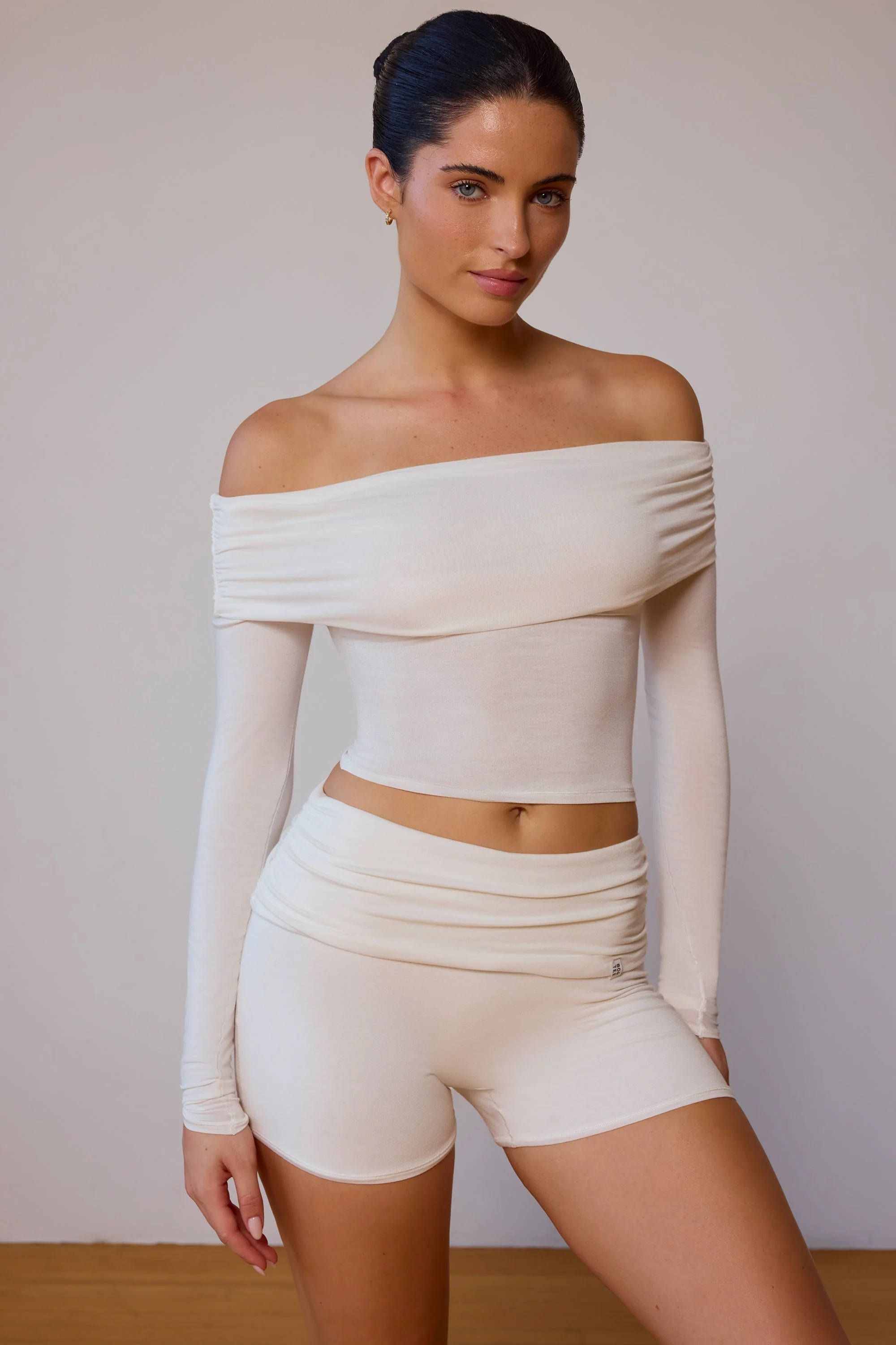 Fold-Over Mini Shorts in Soft White - Image 6