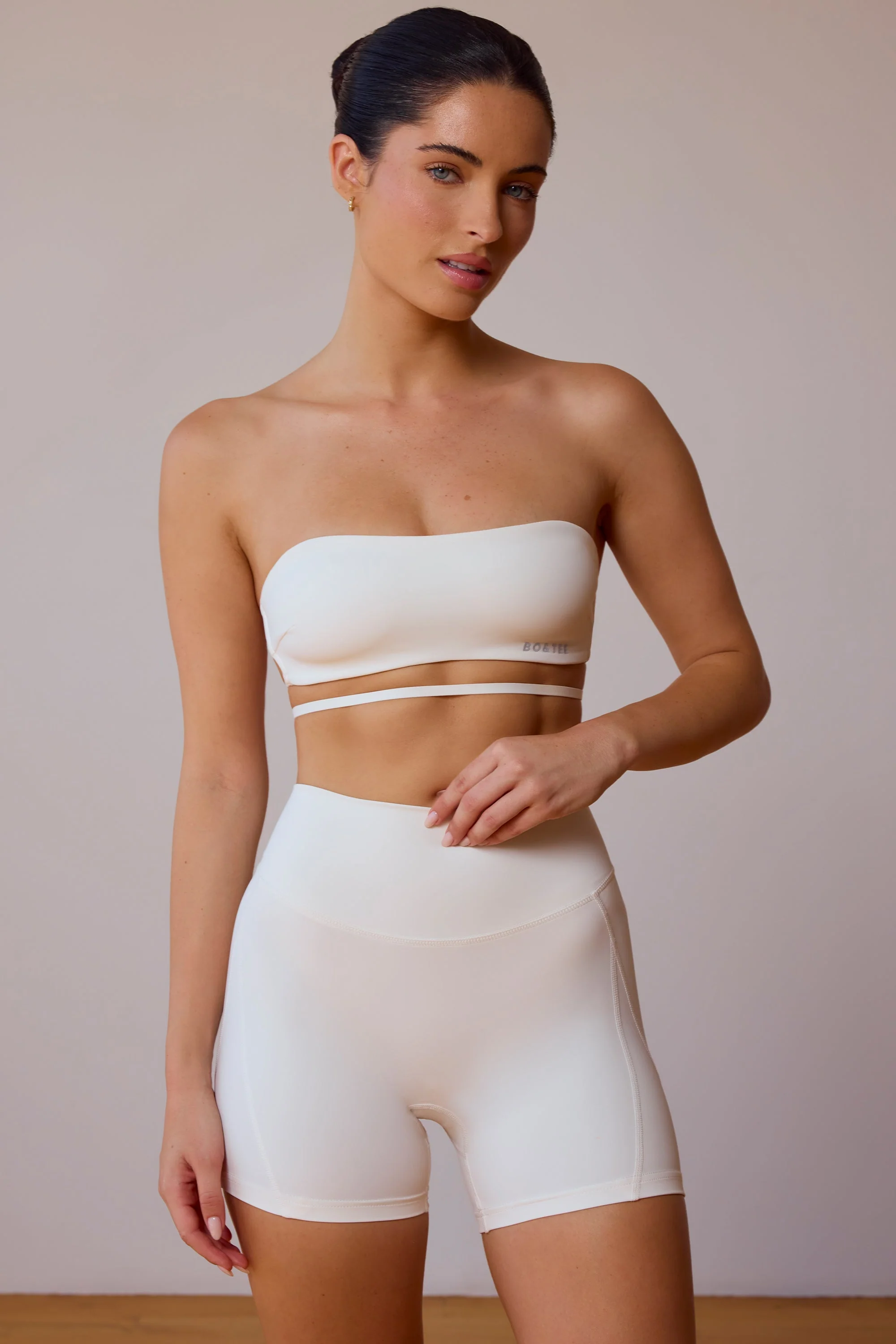 Cross-Back Bandeau Bra in Soft White - Image 5