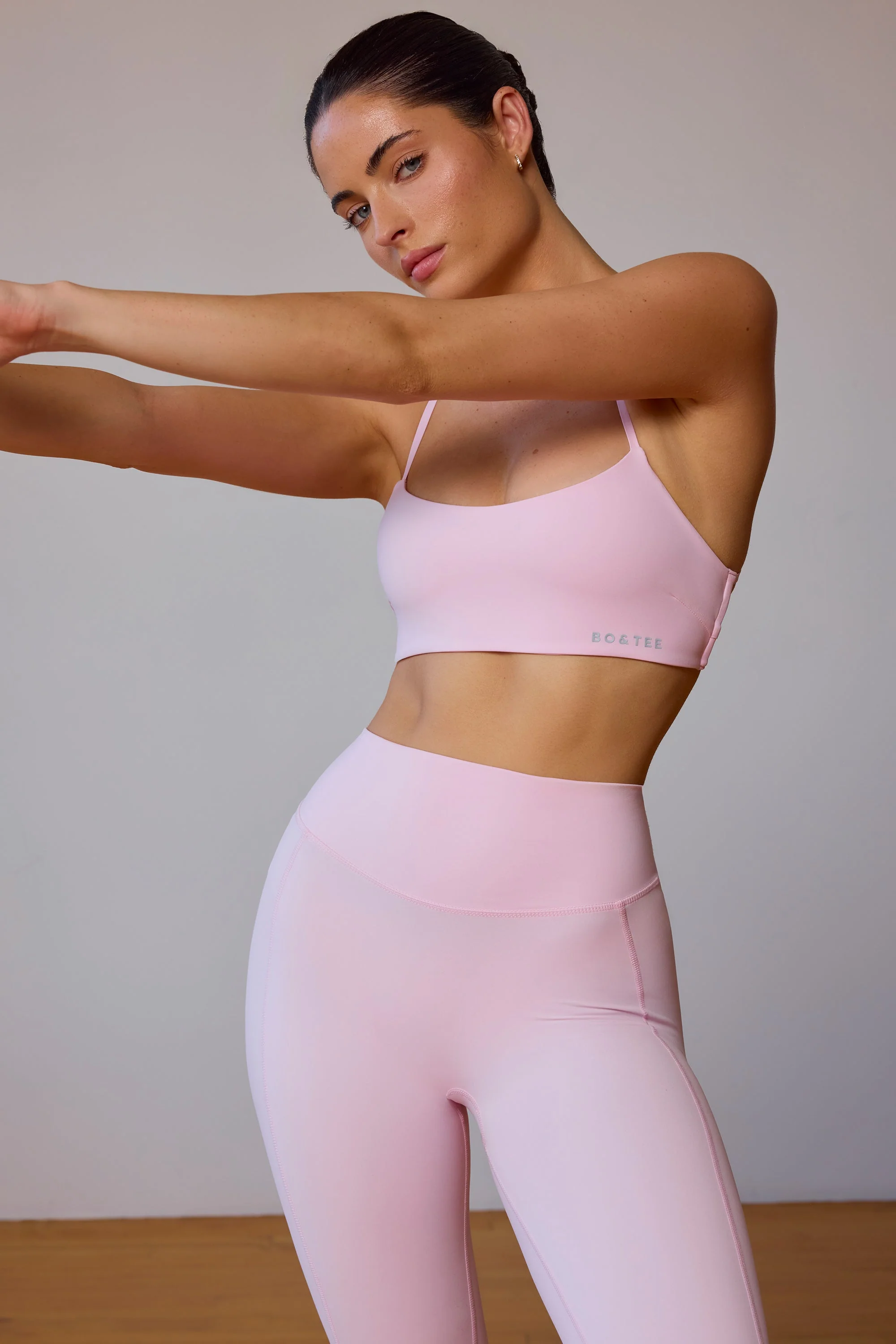 Cross-Back Sports Bra in Soft Pink - Image 6