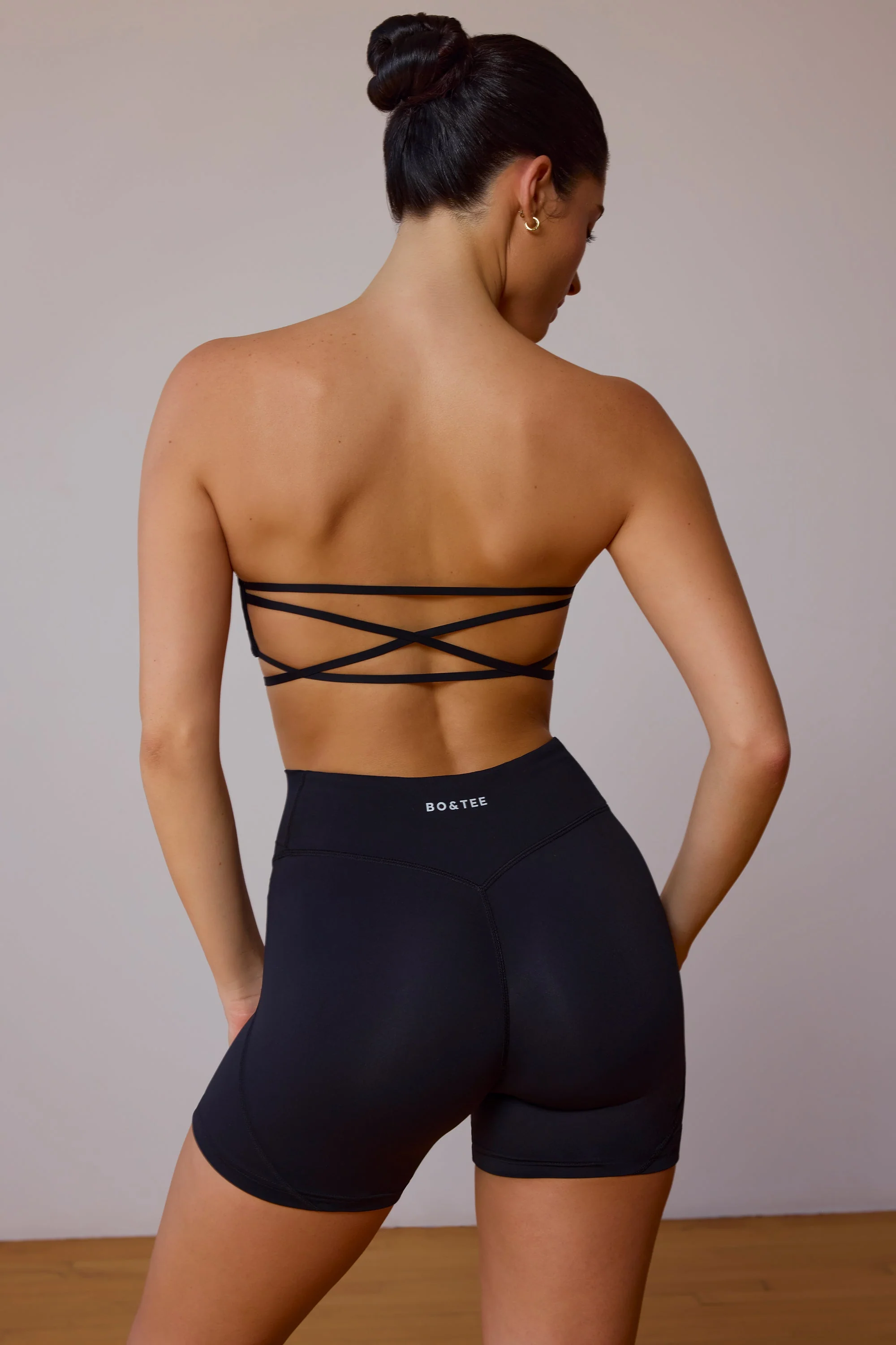 High-Waist Mini Shorts in Black - Image 2