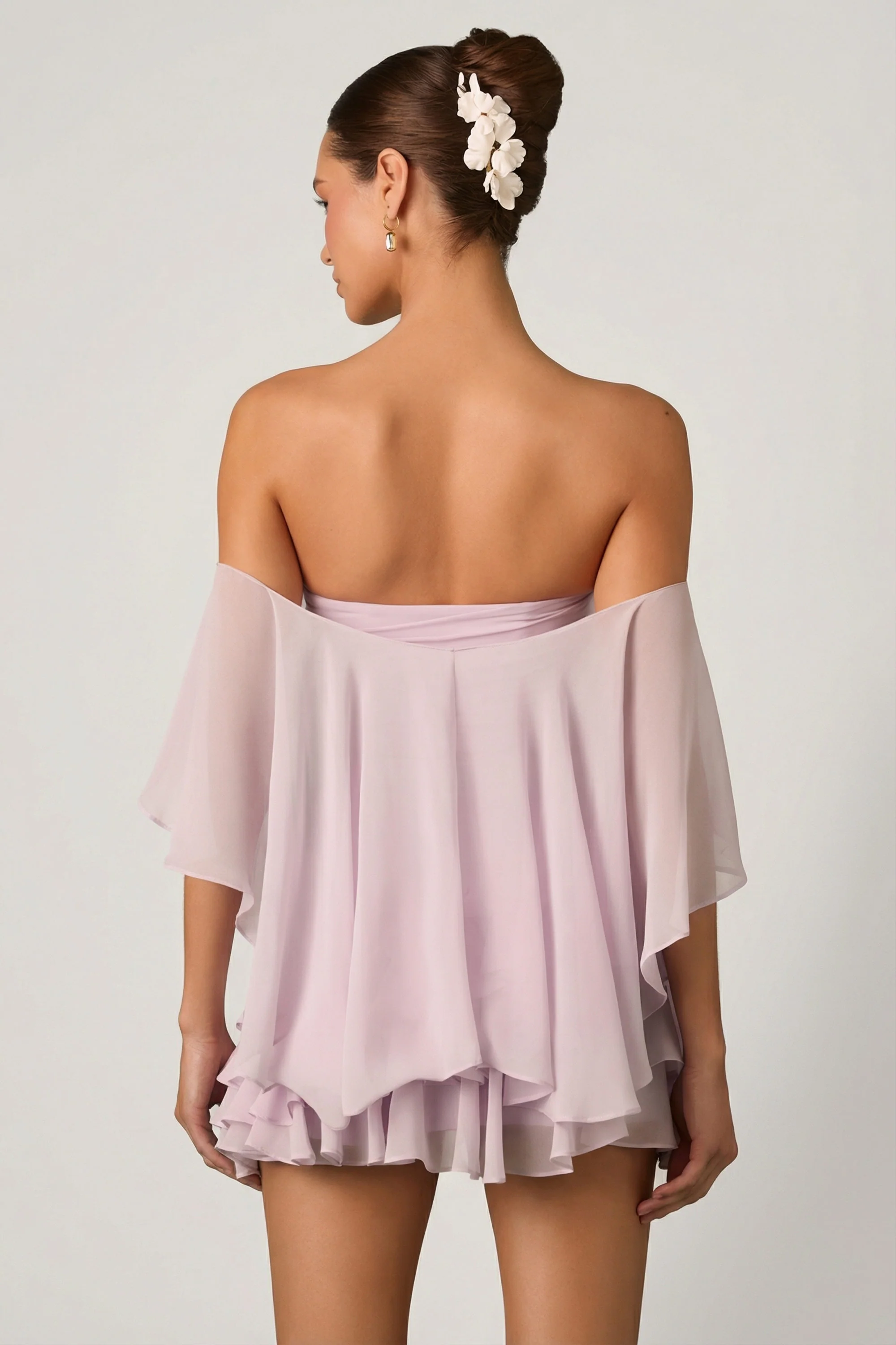 Off-Shoulder Ruffled Mini Dress in Lilac - Image 7