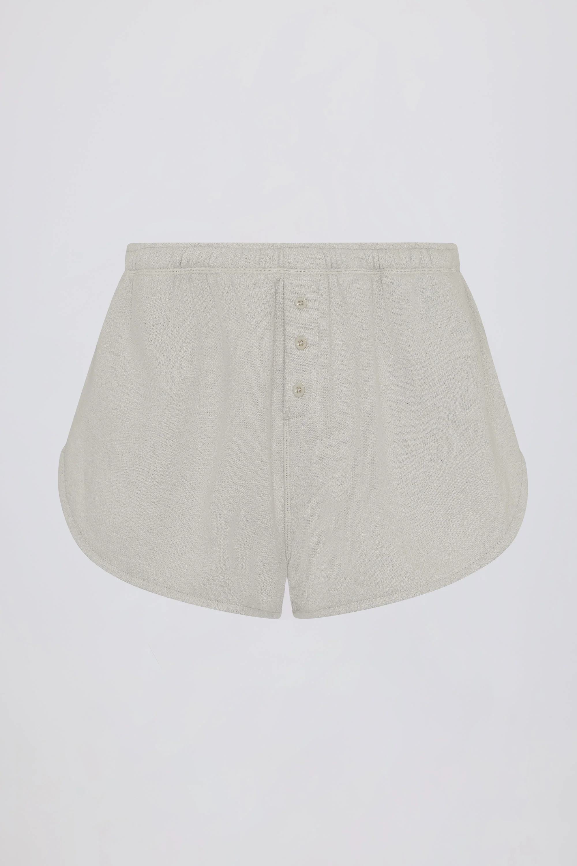 Button-Detail Mid-Rise Shorts in Light Grey - Image 4