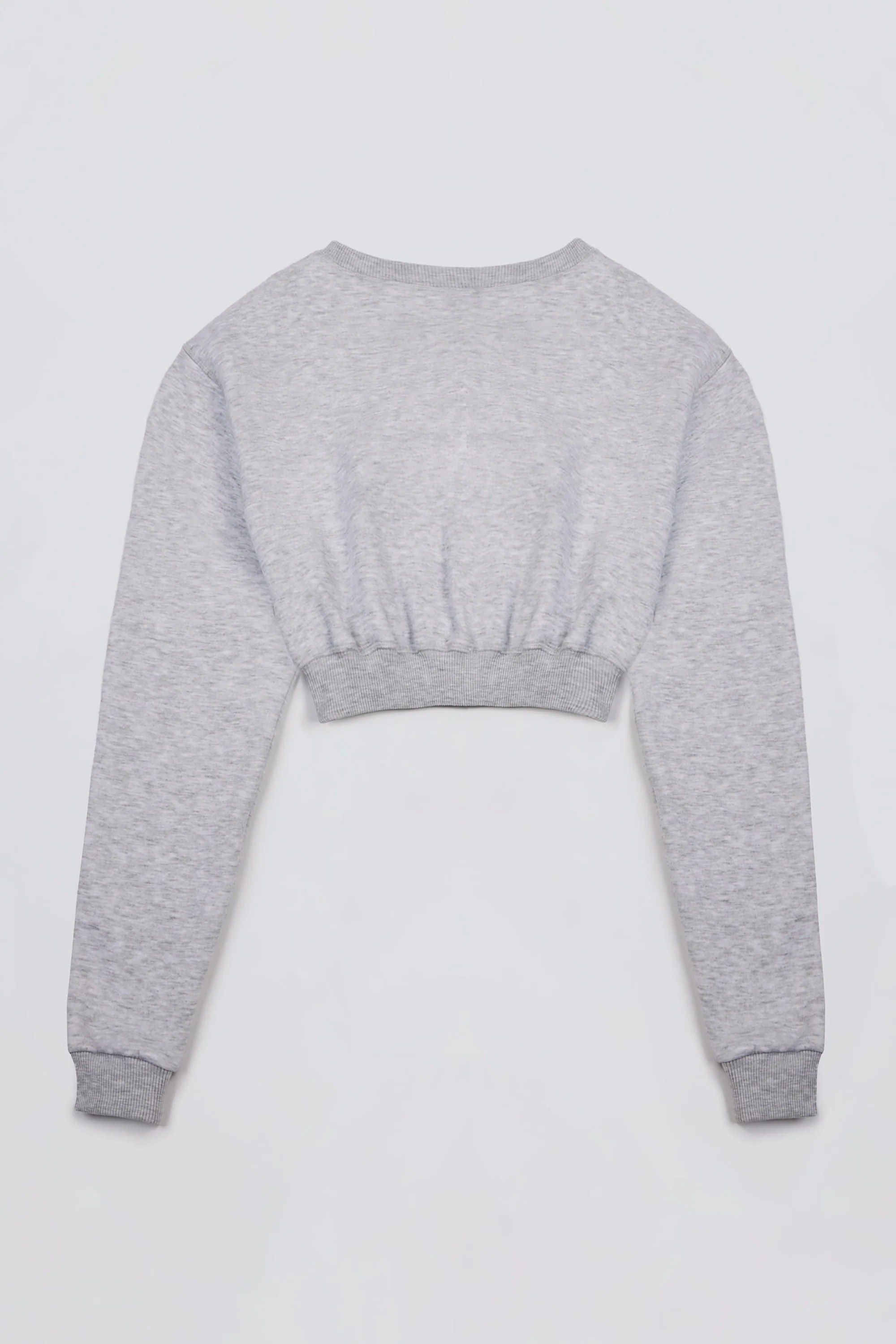 Premium Brushed Jersey Button-Up Cropped Cardigan in Grey Marl - Image 5