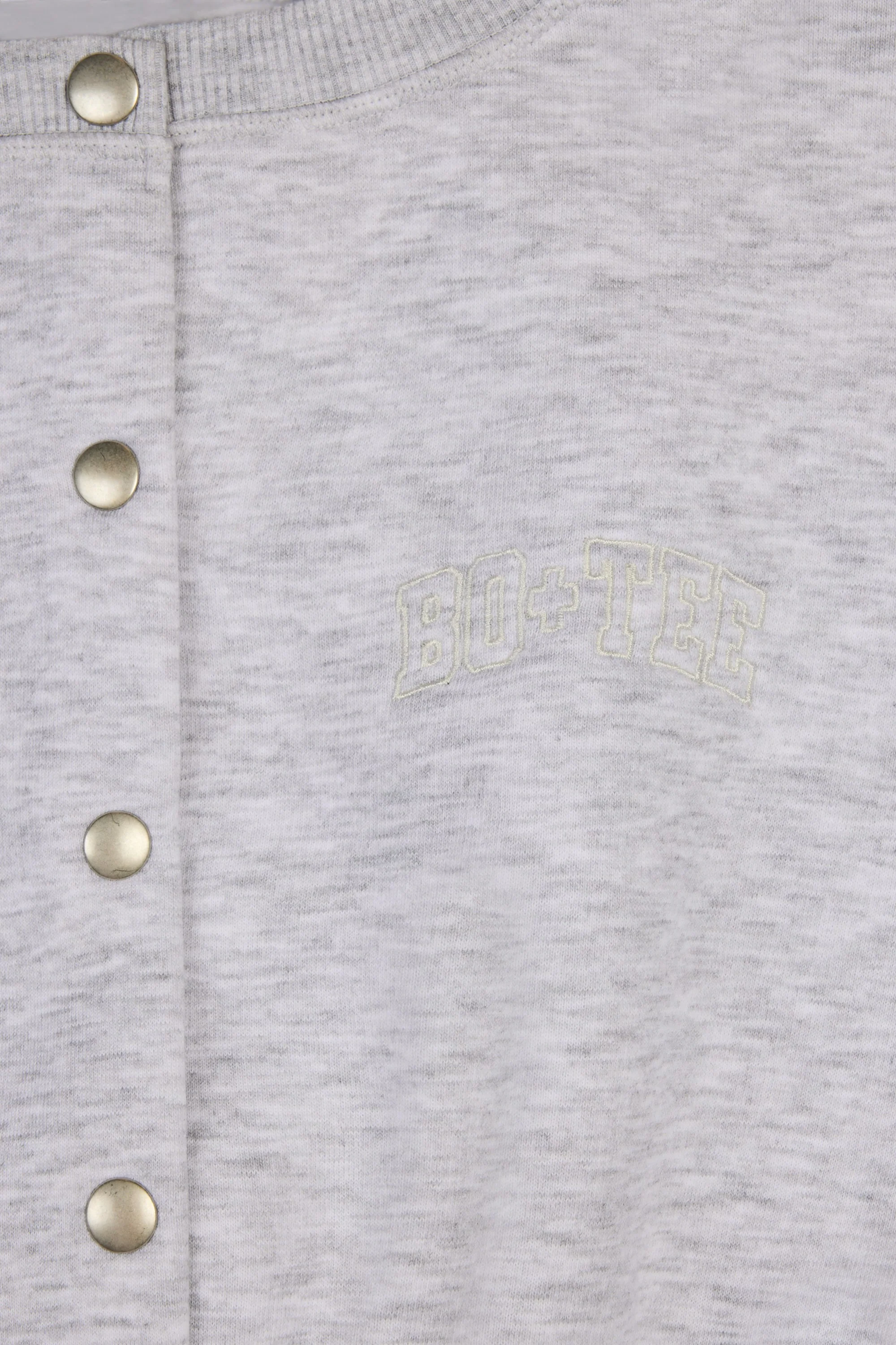 Premium Brushed Jersey Button-Up Cropped Cardigan in Grey Marl - Image 6