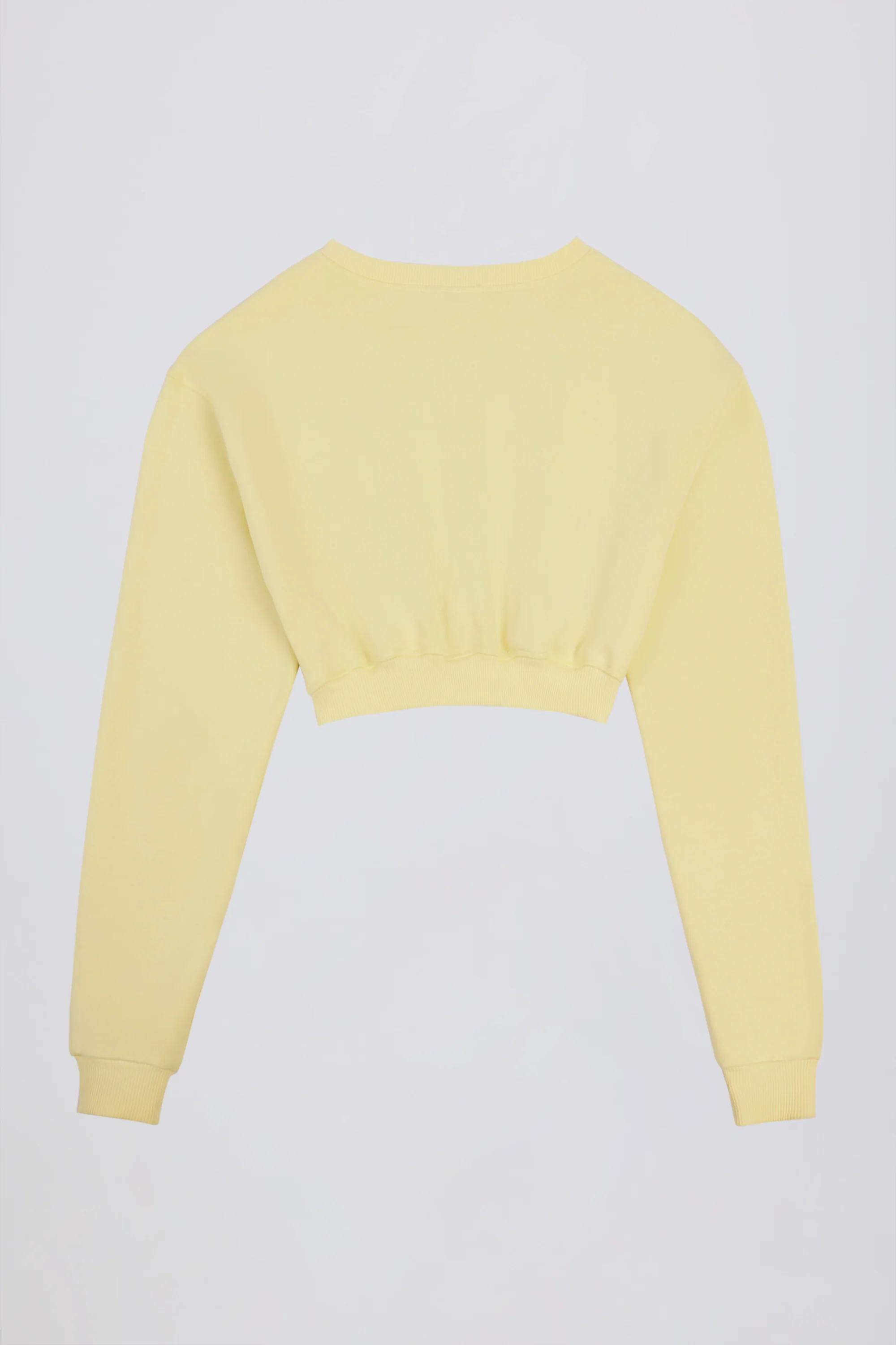 Premium Brushed Jersey Button-Up Cropped Cardigan in Soft Yellow - Image 5