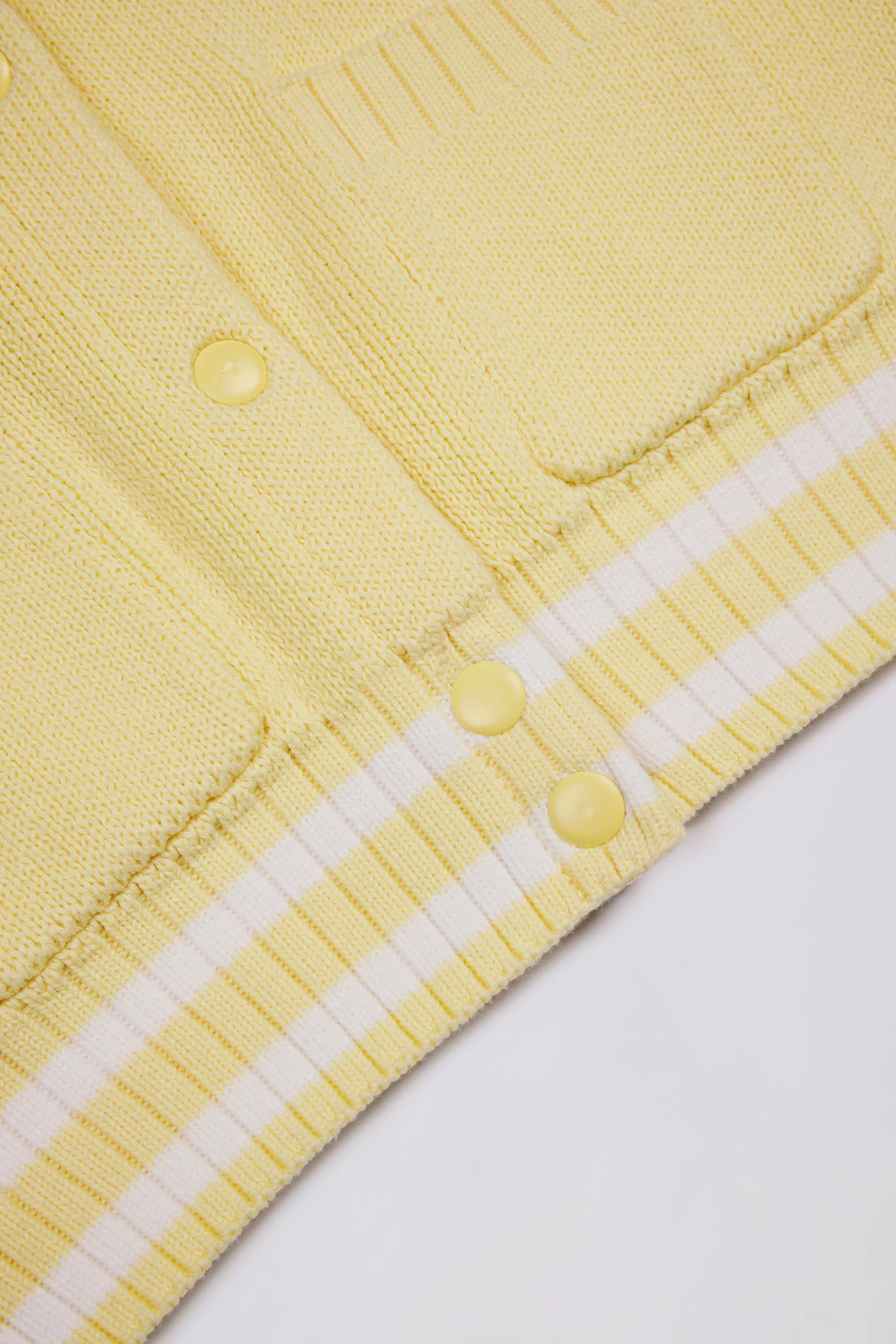 Button-Up Cropped Knit Cardigan in Soft Yellow - Image 6