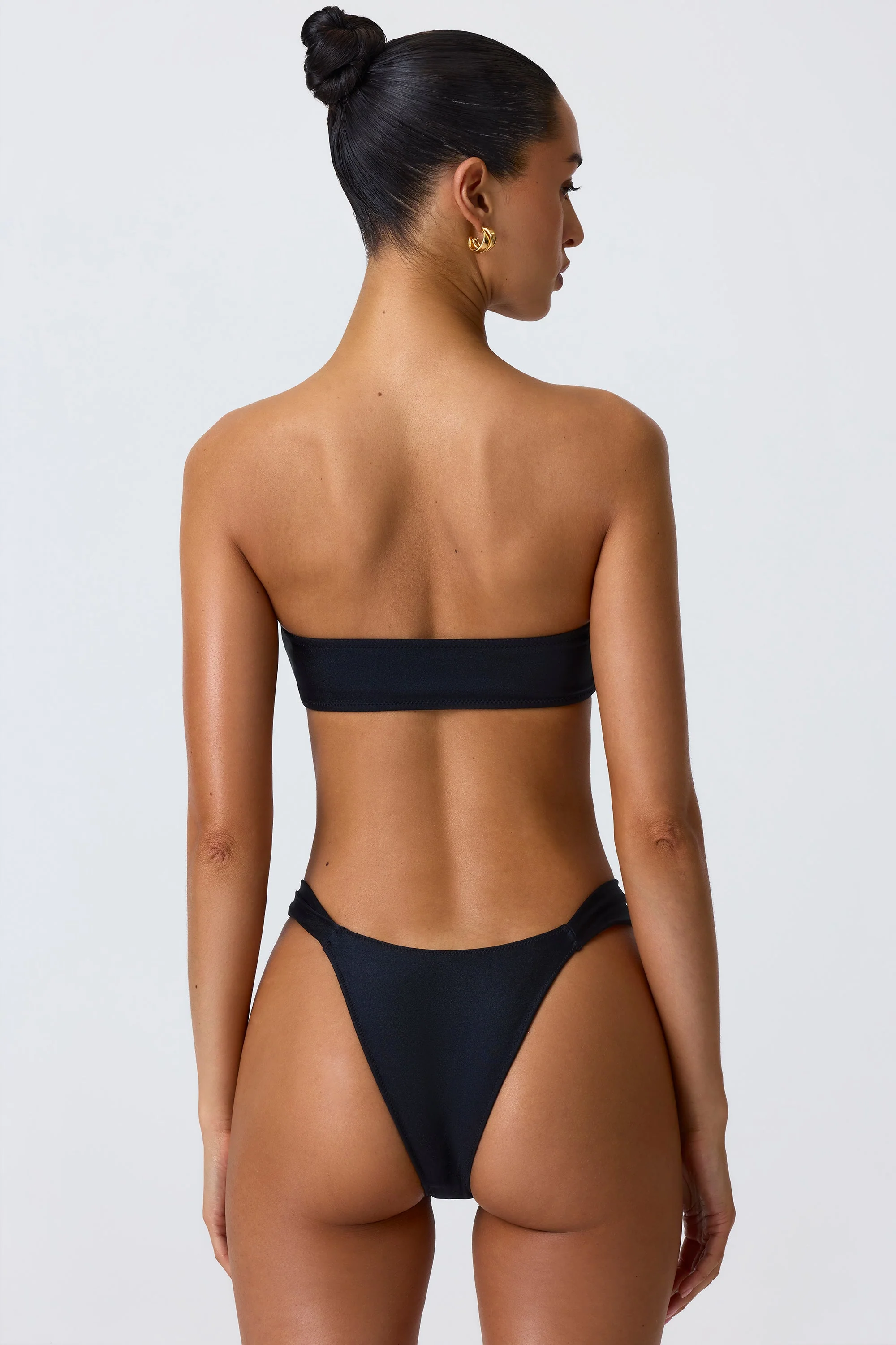 Embellished Cut-Out Bandeau Bikini Top in Black - Image 2
