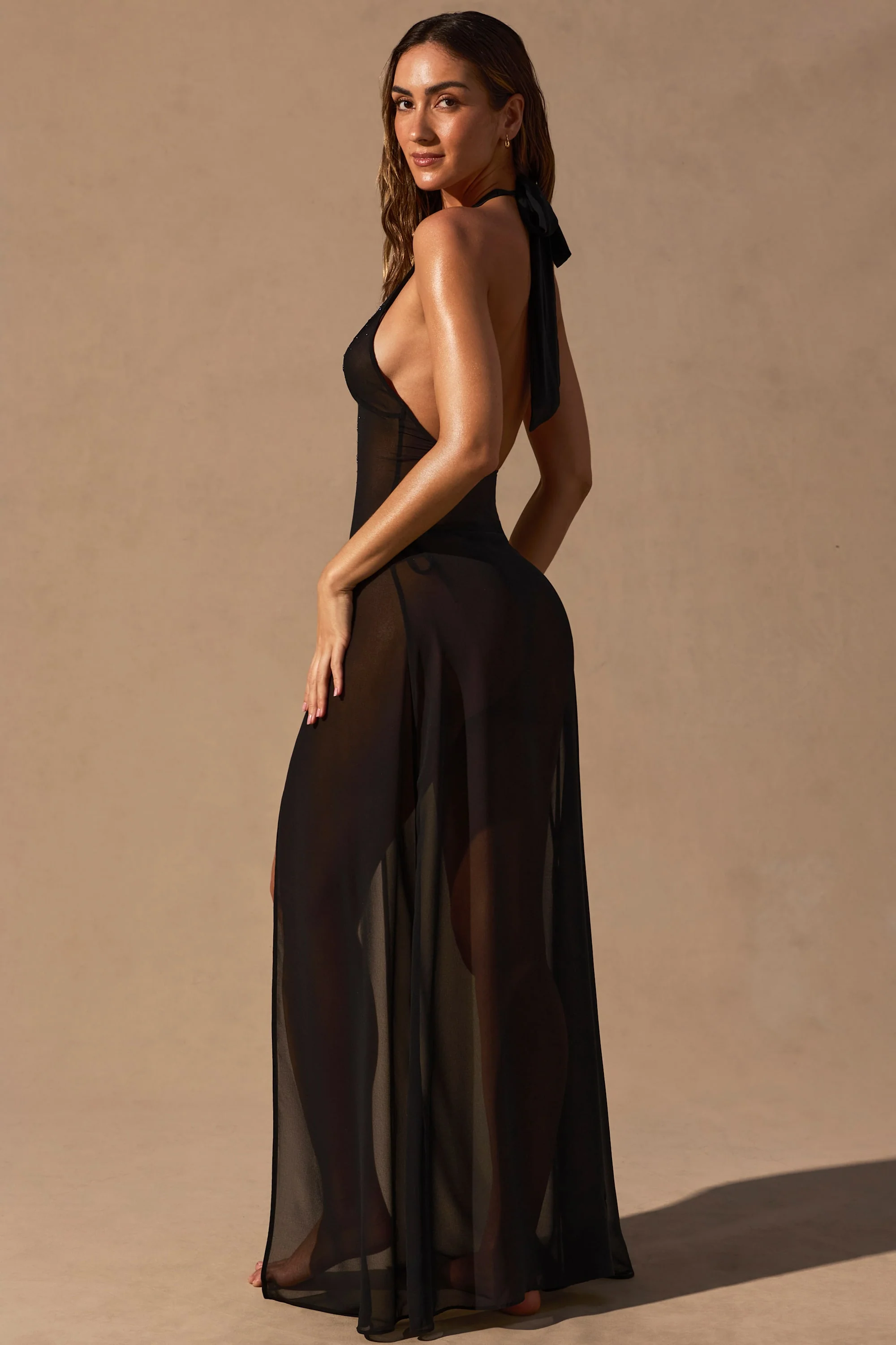 Halterneck Maxi Dress in Black - Image 7
