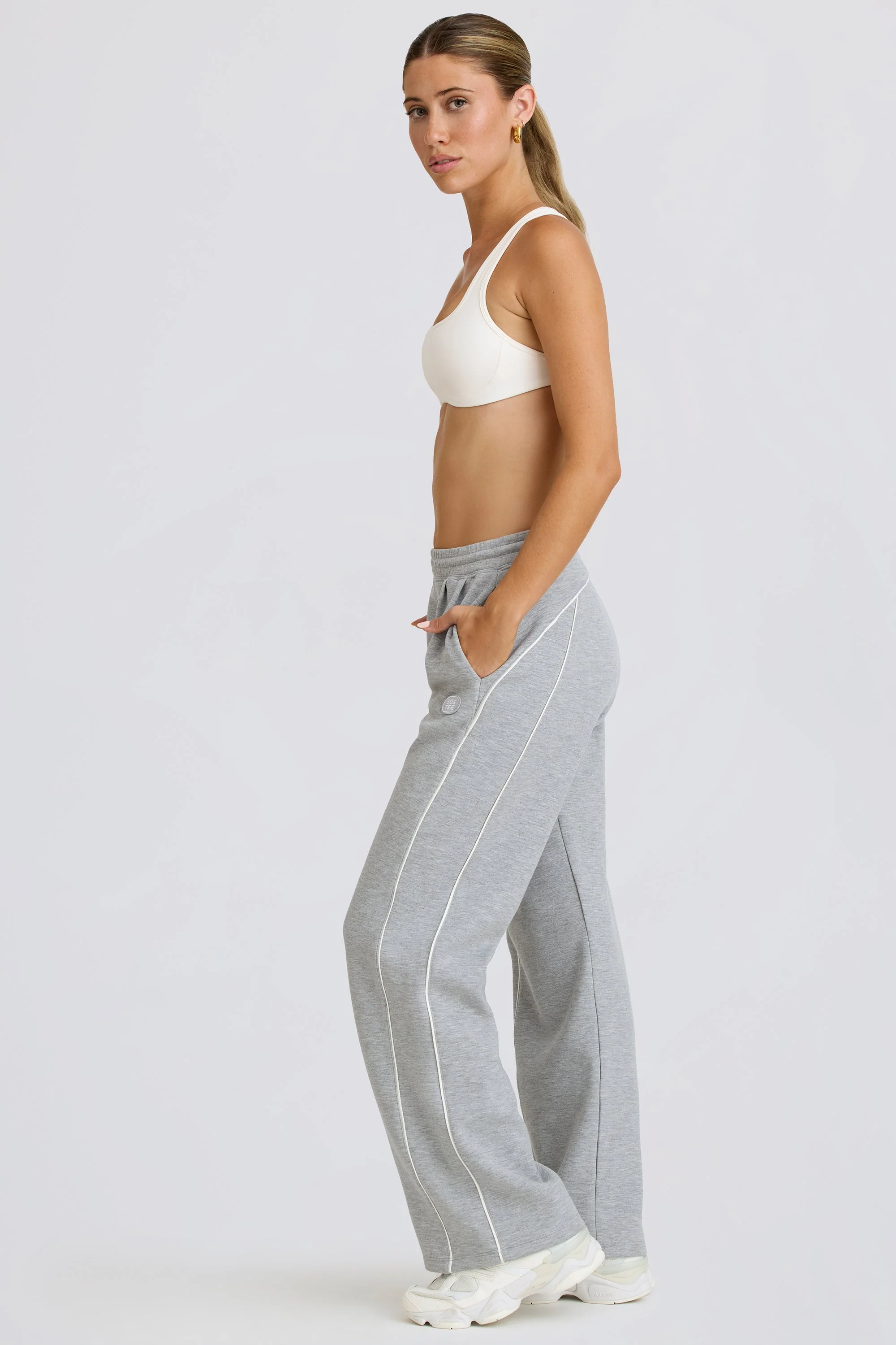 Mid-Rise Straight-Leg Joggers in Grey Marl - Image 3