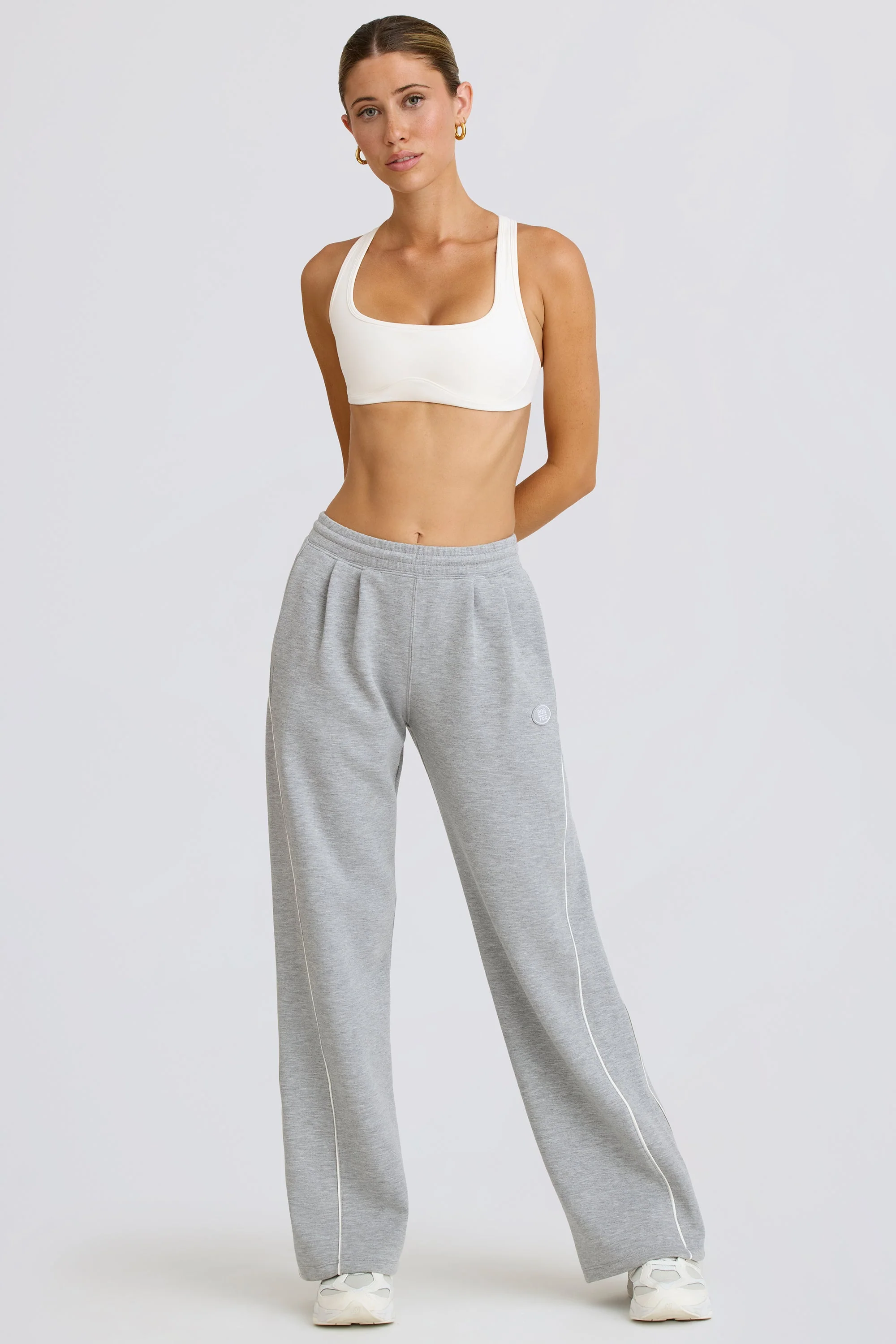 Mid-Rise Straight-Leg Joggers in Grey Marl - Image 5