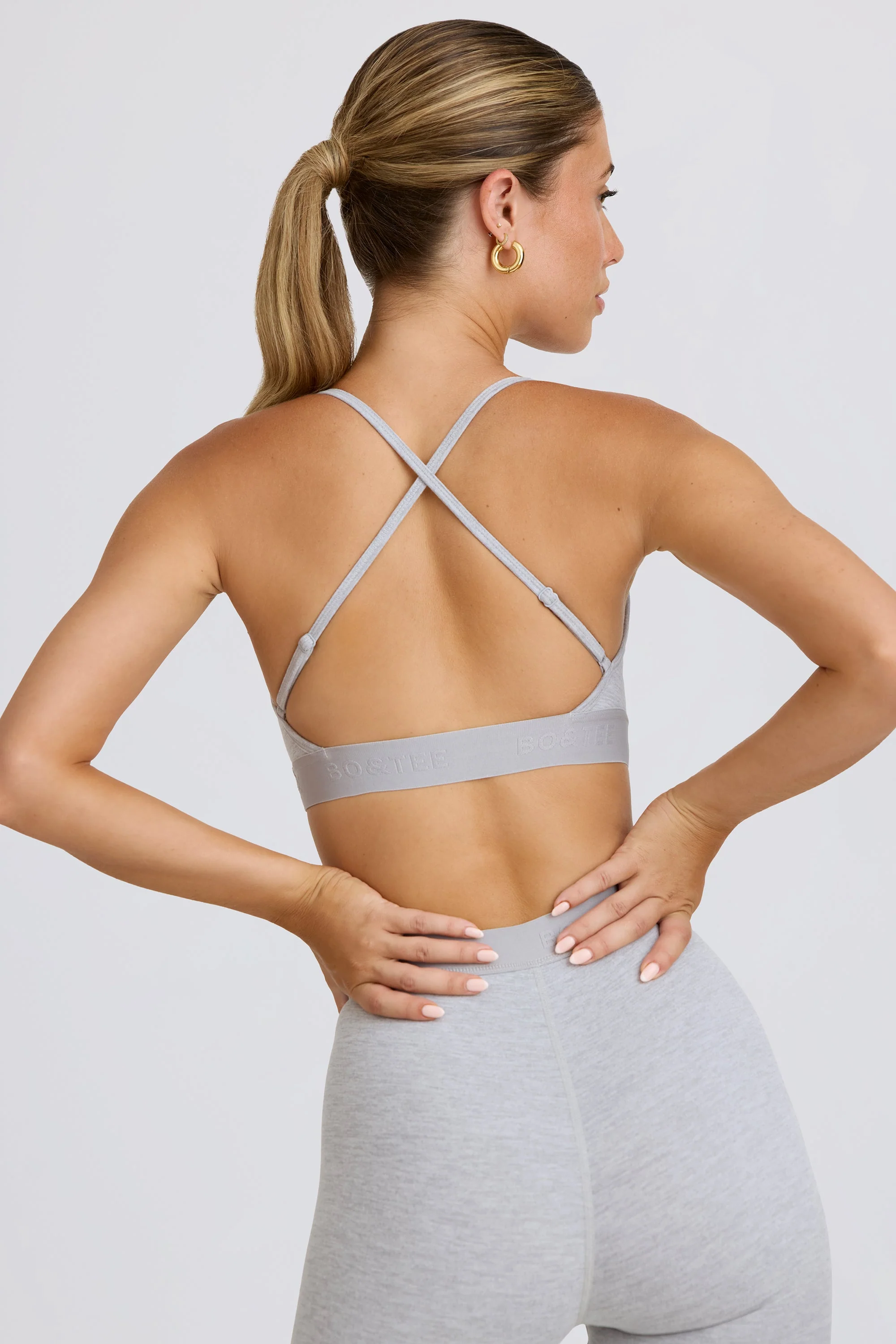 Soft Active Cross-Back Sports Bra in Grey Marl - Image 2