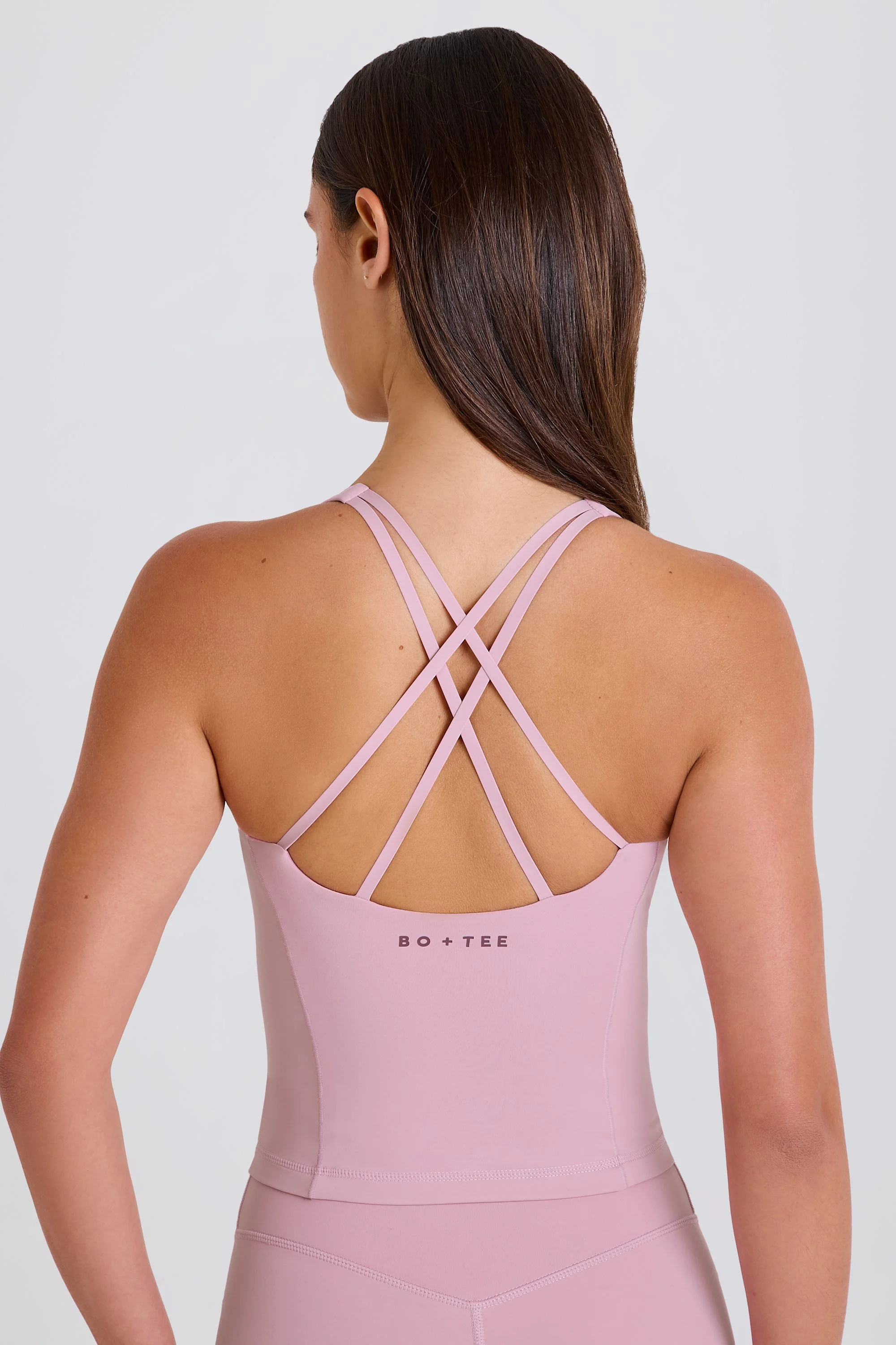 Four-Way Stretch Crossback Longline Tank Top in Mauve - Image 4