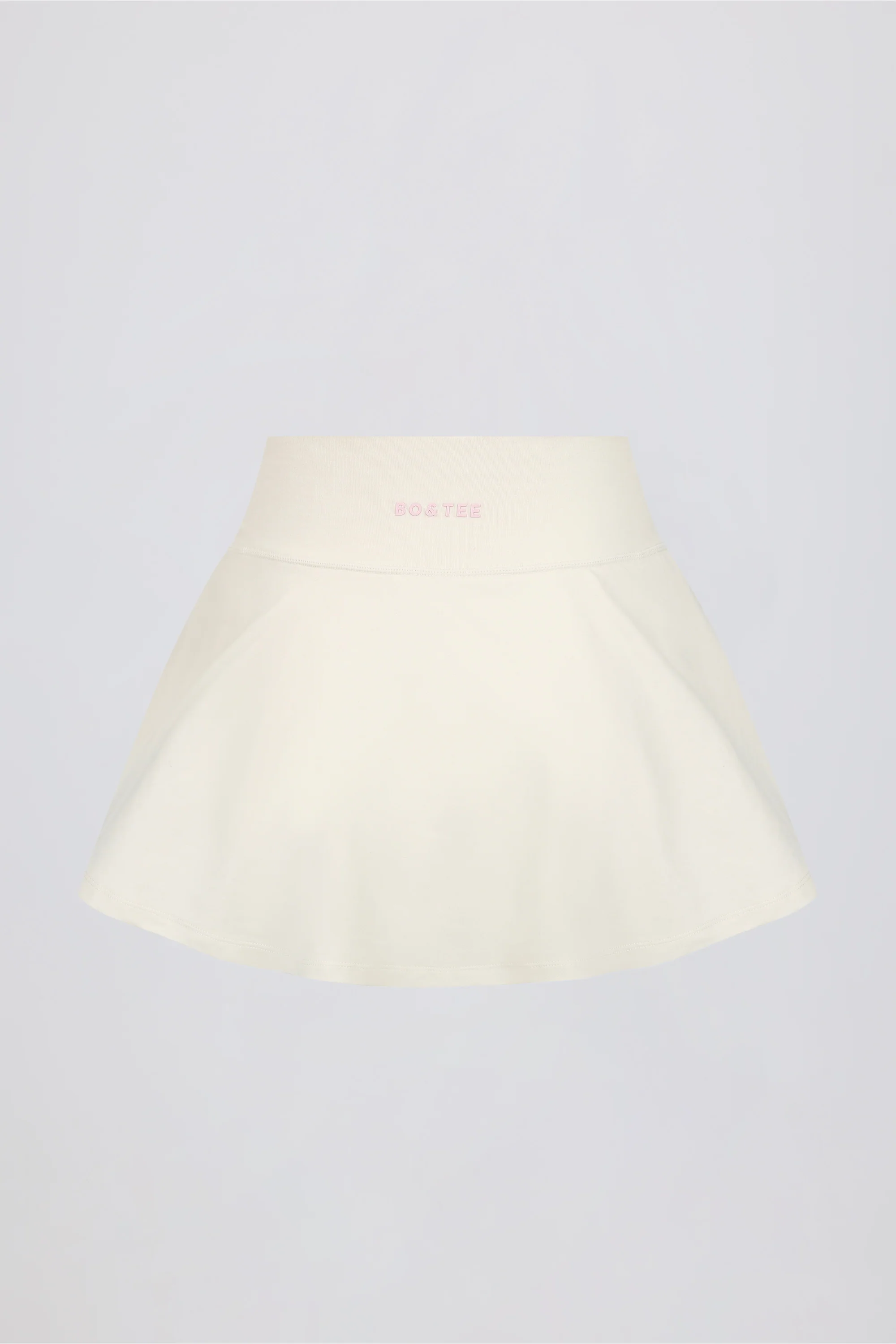 Brushed Jersey Crossover Mini Skort in Ivory Marl - Image 7