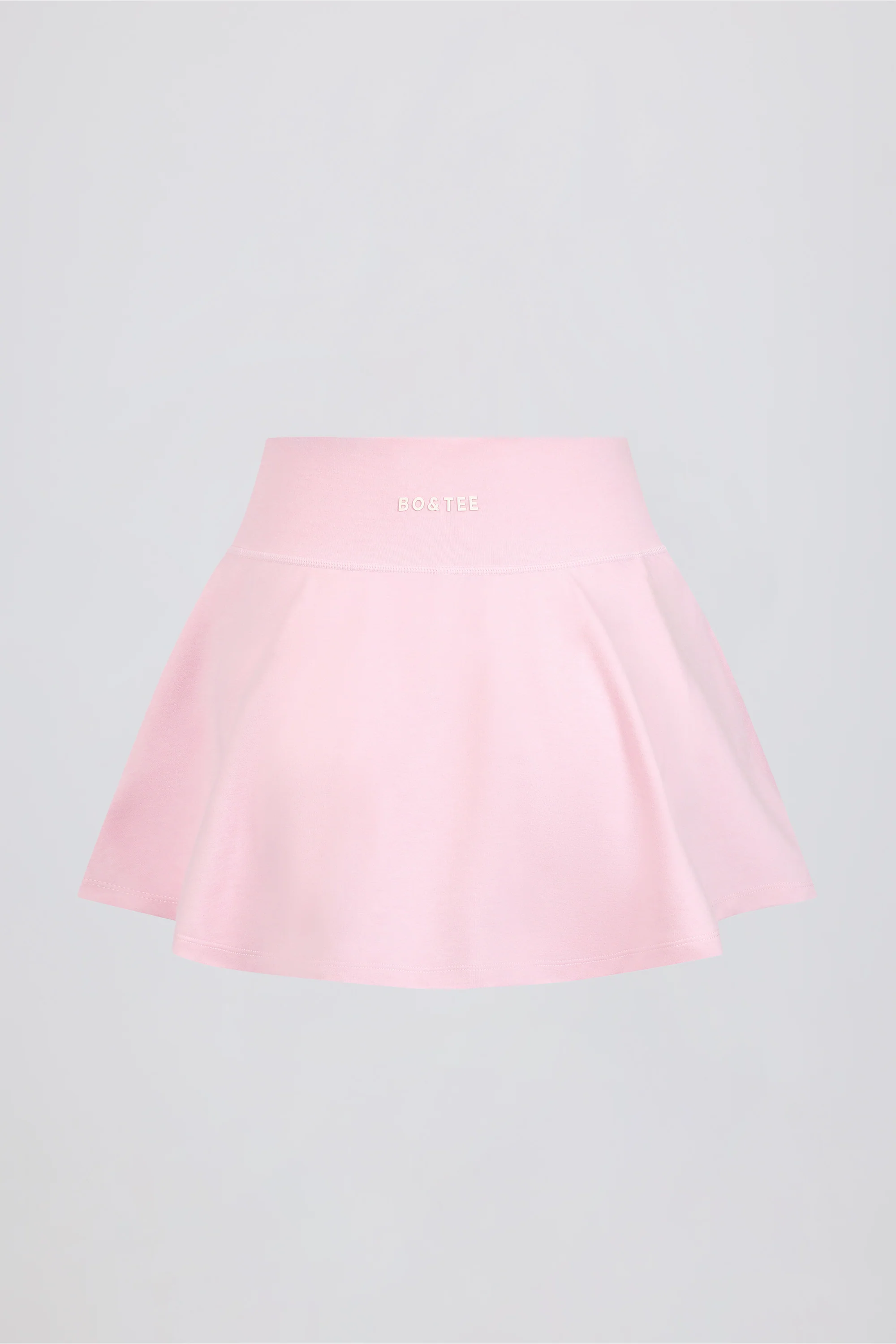 Brushed Jersey Crossover Mini Skort in Pale Pink Marl - Image 6