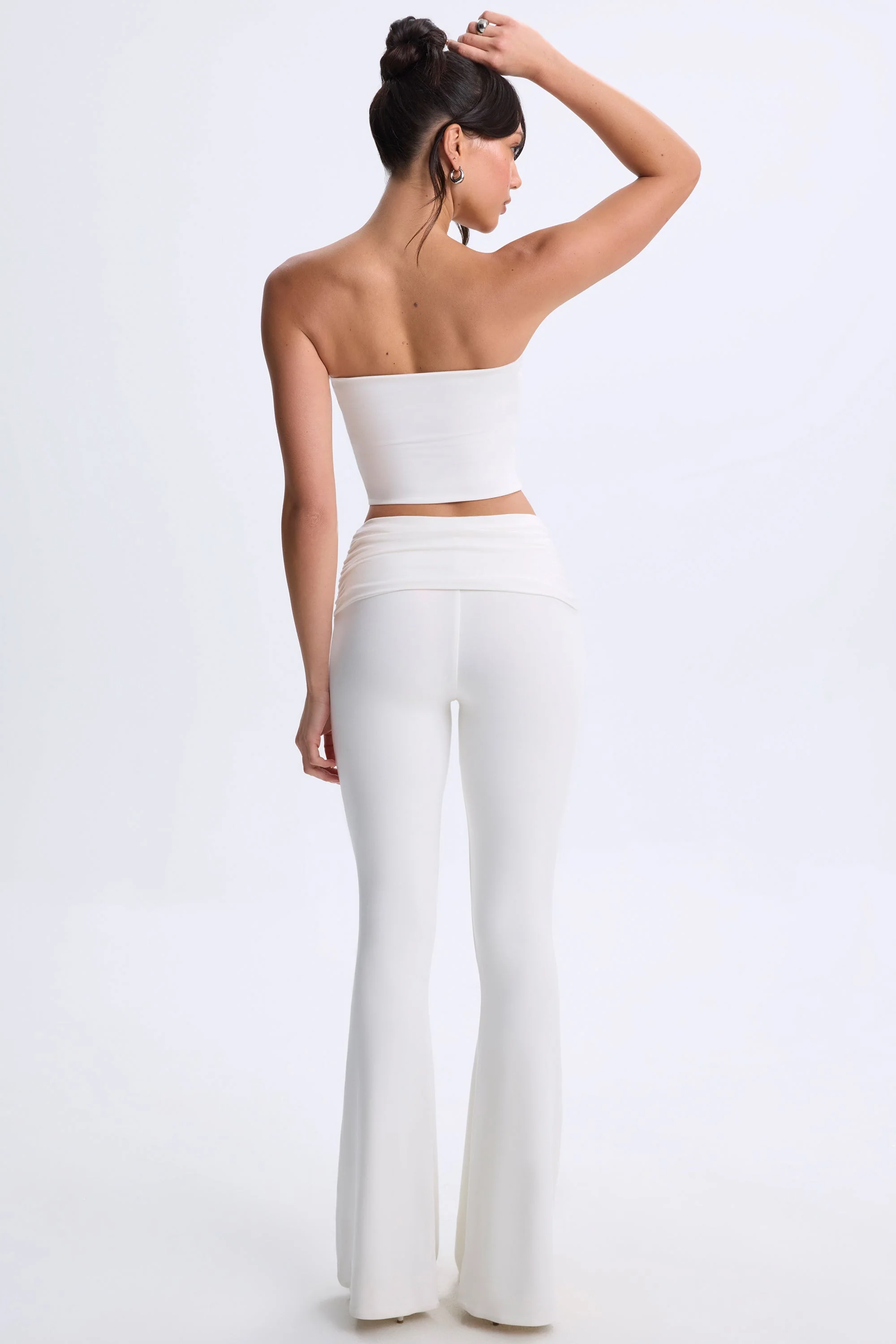Modal Twist-Front Flared Trousers in White - Image 2