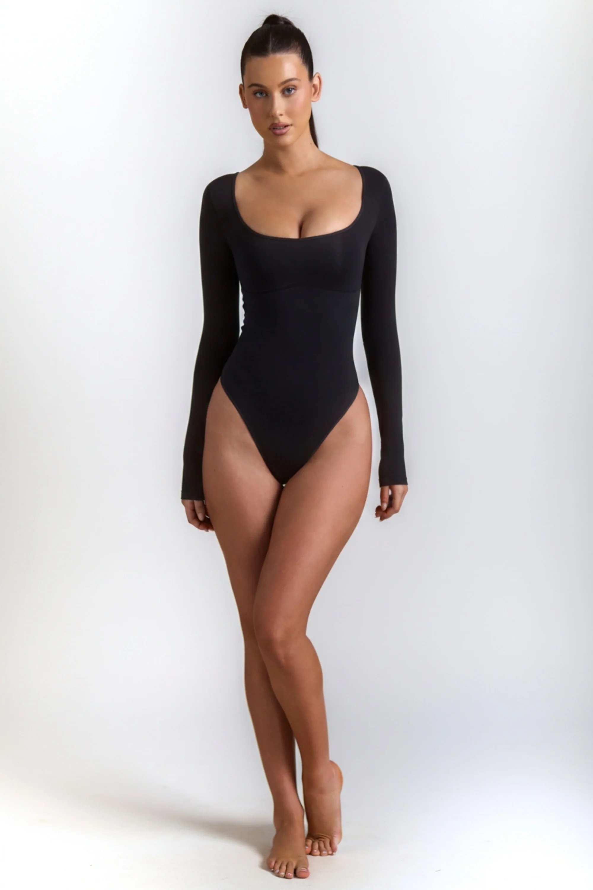 Seamless Long-Sleeve Bodysuit in Black - Image 6