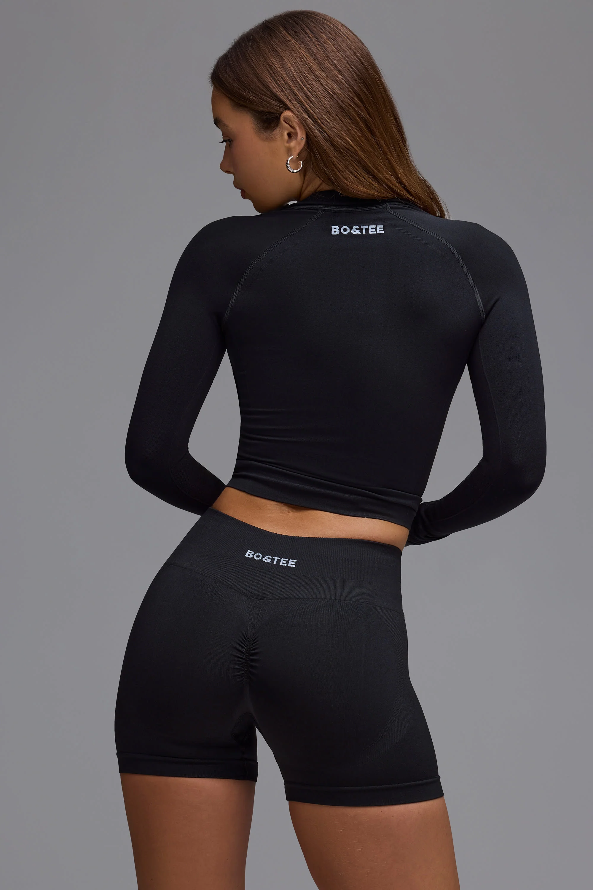 Define Luxe High-Waist Mini Shorts in Black - Image 3