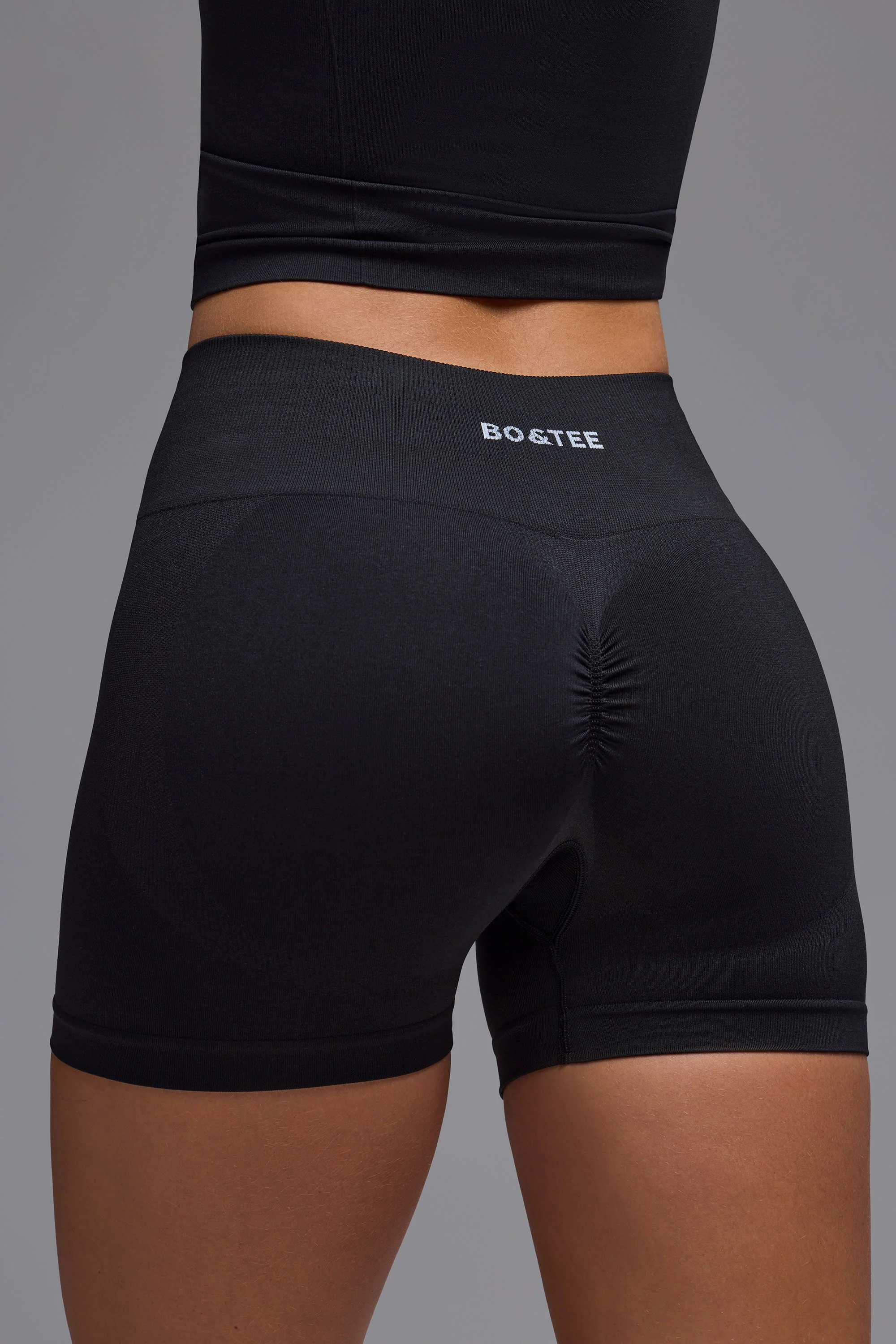 Define Luxe High-Waist Mini Shorts in Black - Image 4