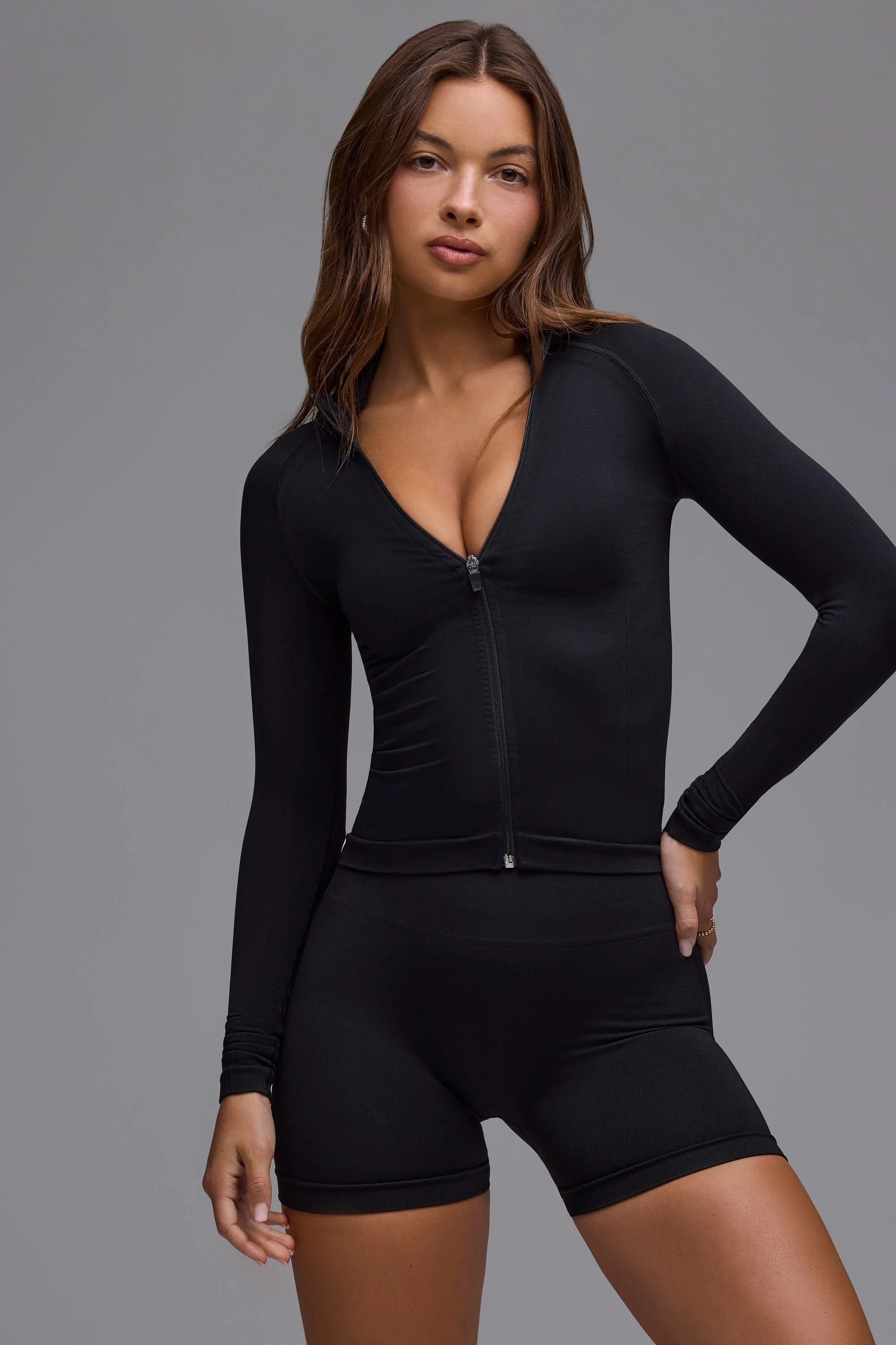 Define Luxe High-Waist Mini Shorts in Black - Image 6