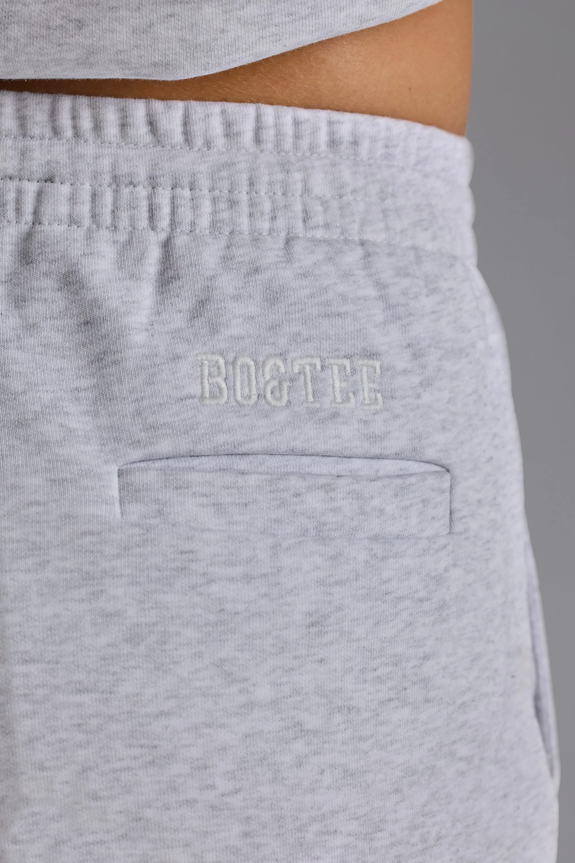 Soft Cotton Jersey Relaxed Mid-Rise Joggers in Grey Marl - Image 4