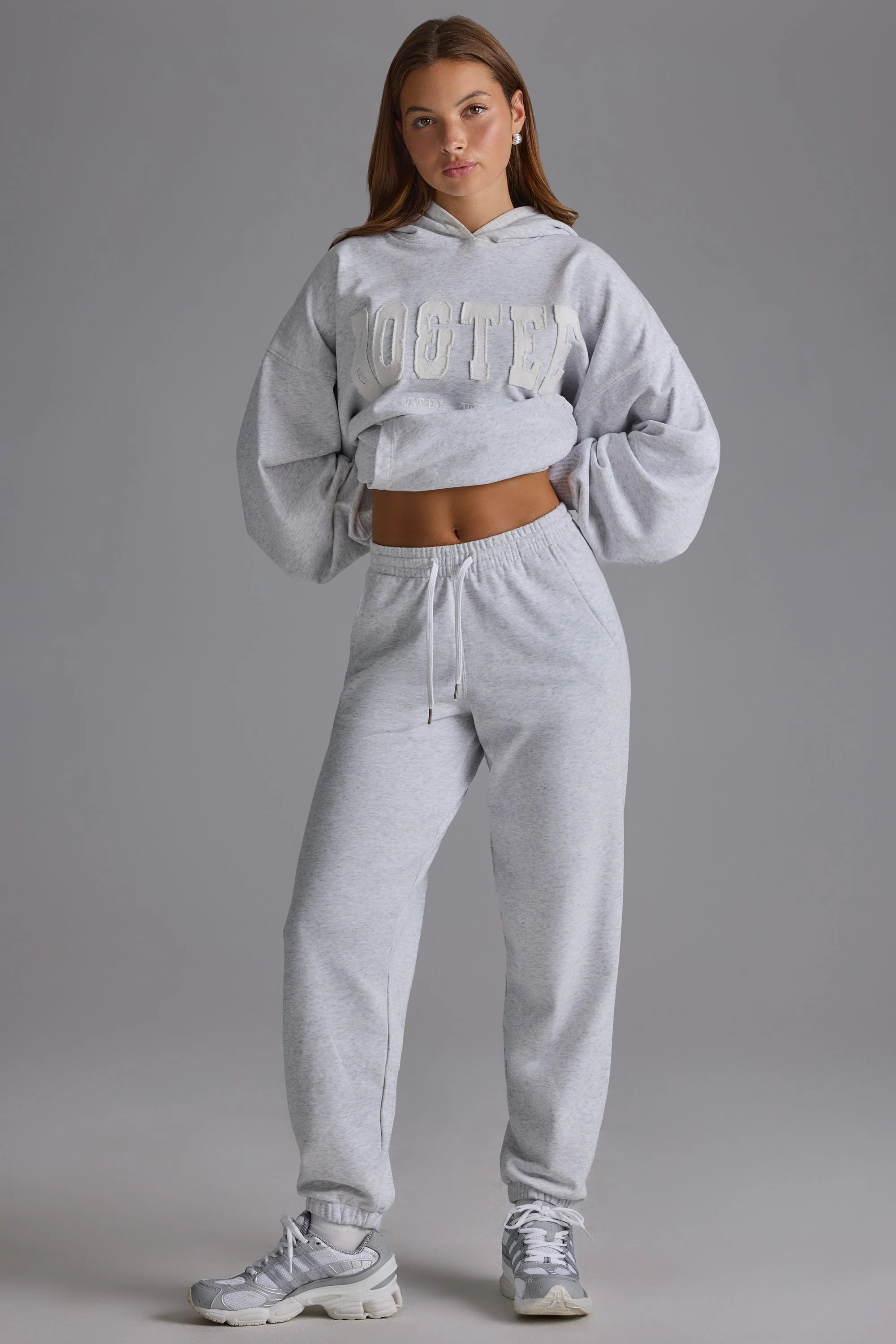 Soft Cotton Jersey Relaxed Mid-Rise Joggers in Grey Marl - Image 6