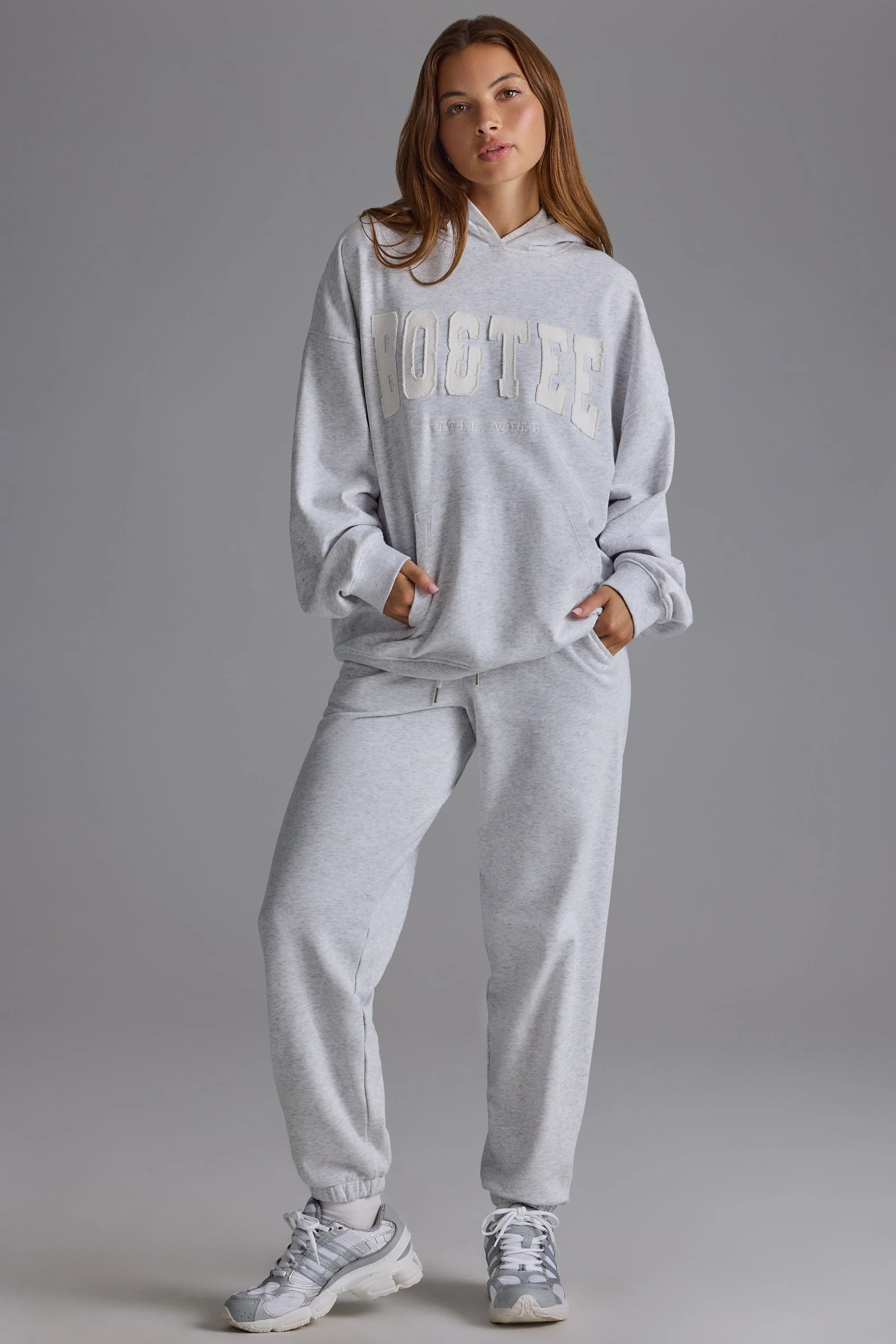 Soft Cotton Jersey Relaxed Mid-Rise Joggers in Grey Marl - Image 9