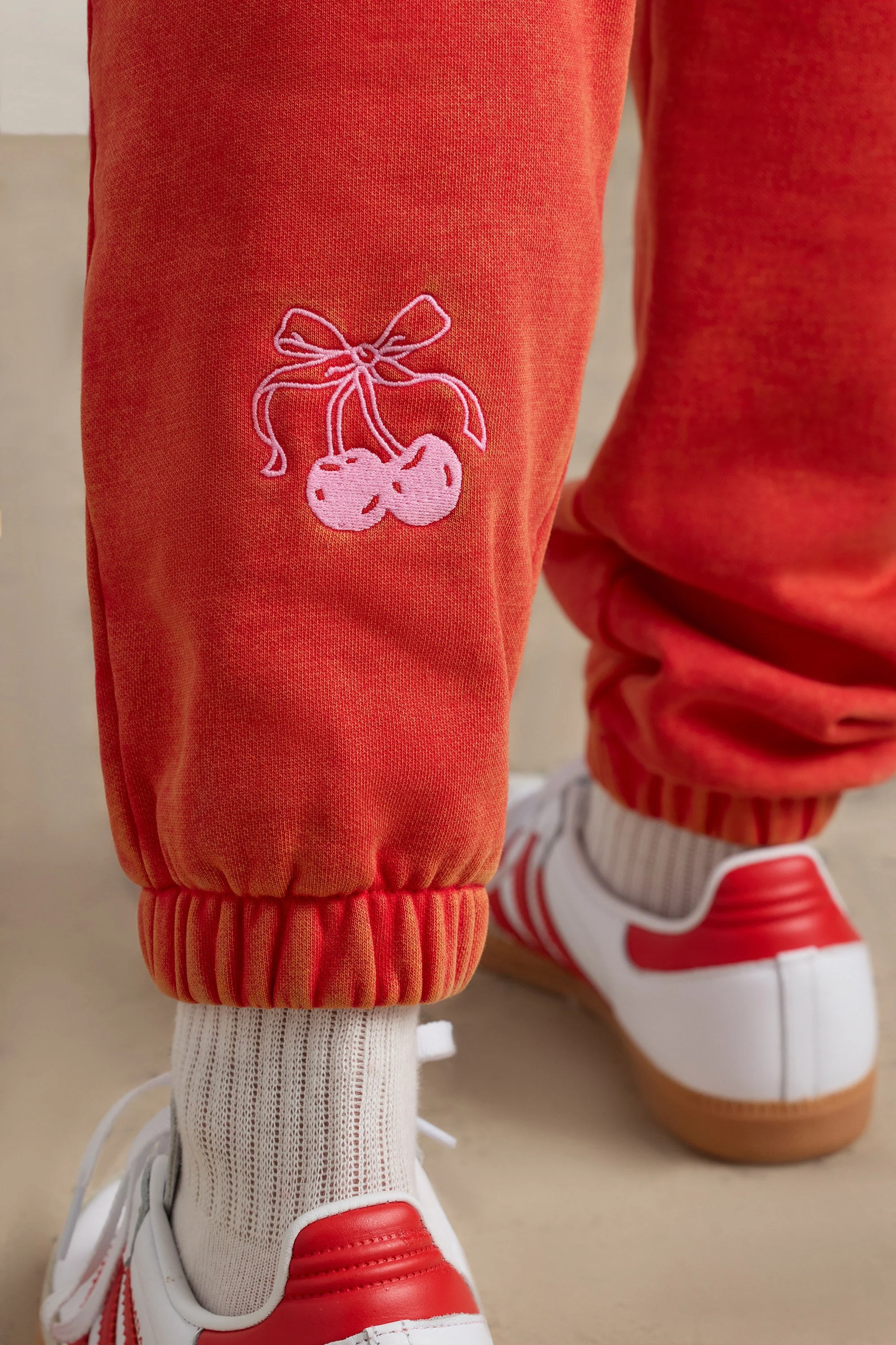 Brushed Jersey Oversized Joggers in Red - Image 4