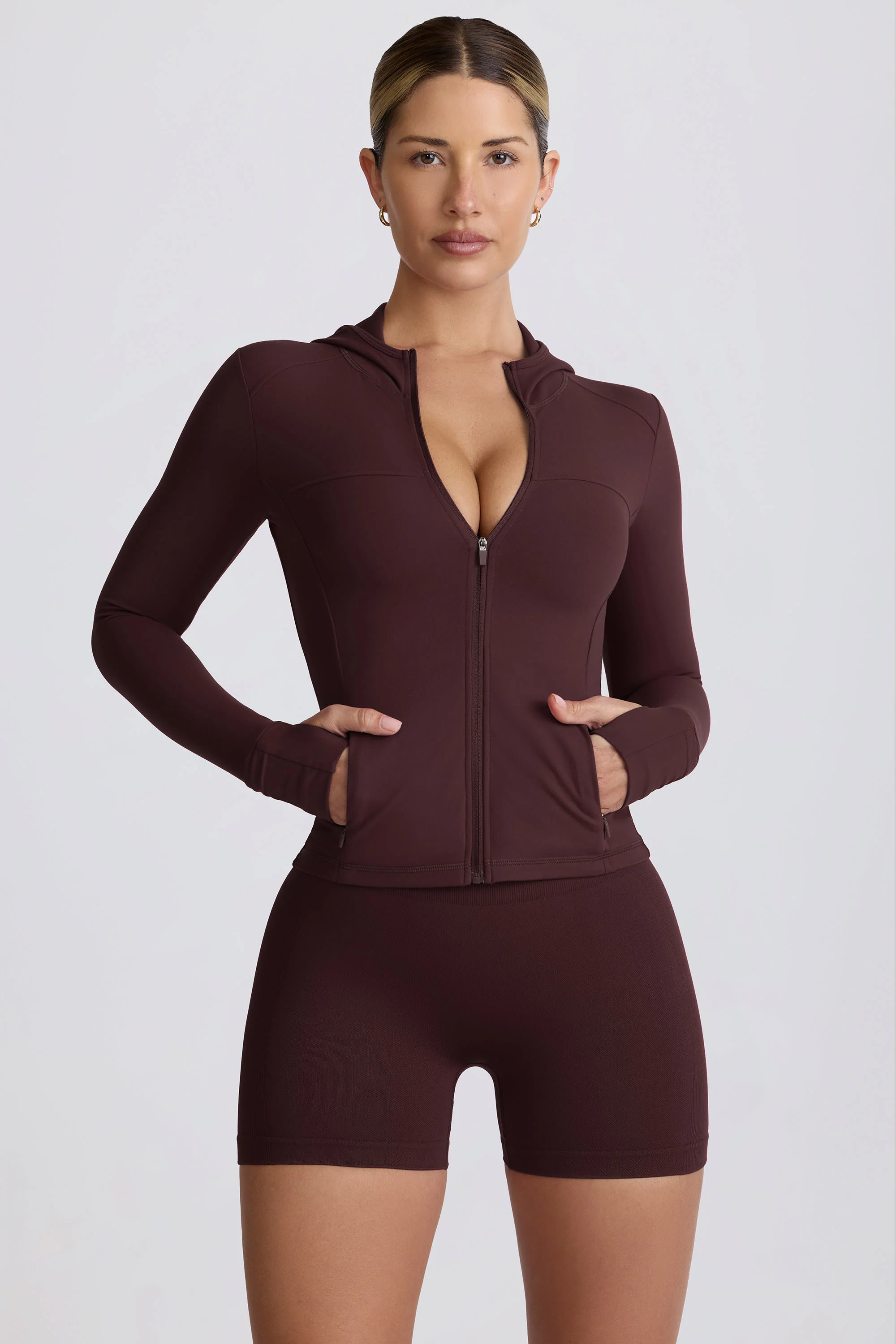 Soft Active Hooded Mid-Layer Jacket in Chocolate - Image 10