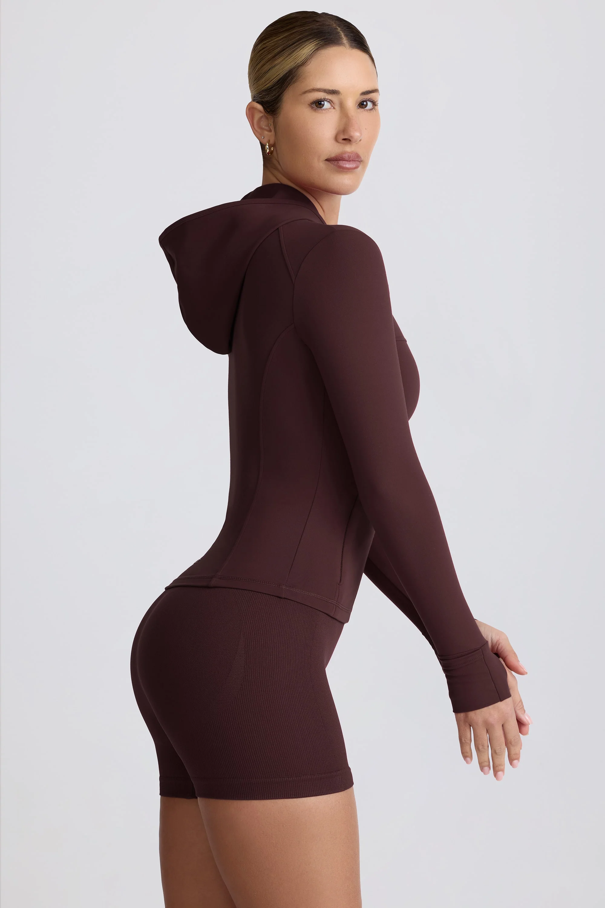 Soft Active Hooded Mid-Layer Jacket in Chocolate - Image 4