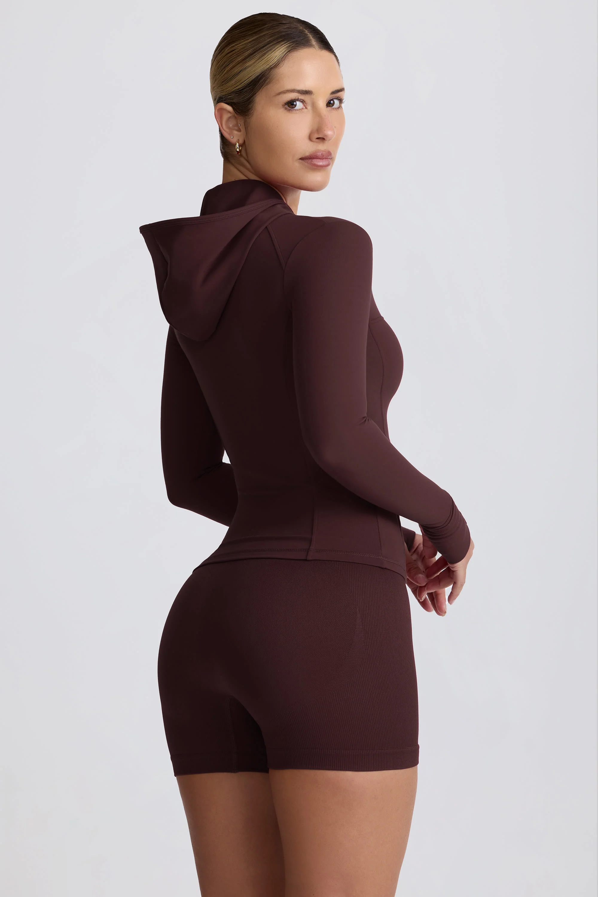 Soft Active Hooded Mid-Layer Jacket in Chocolate - Image 8