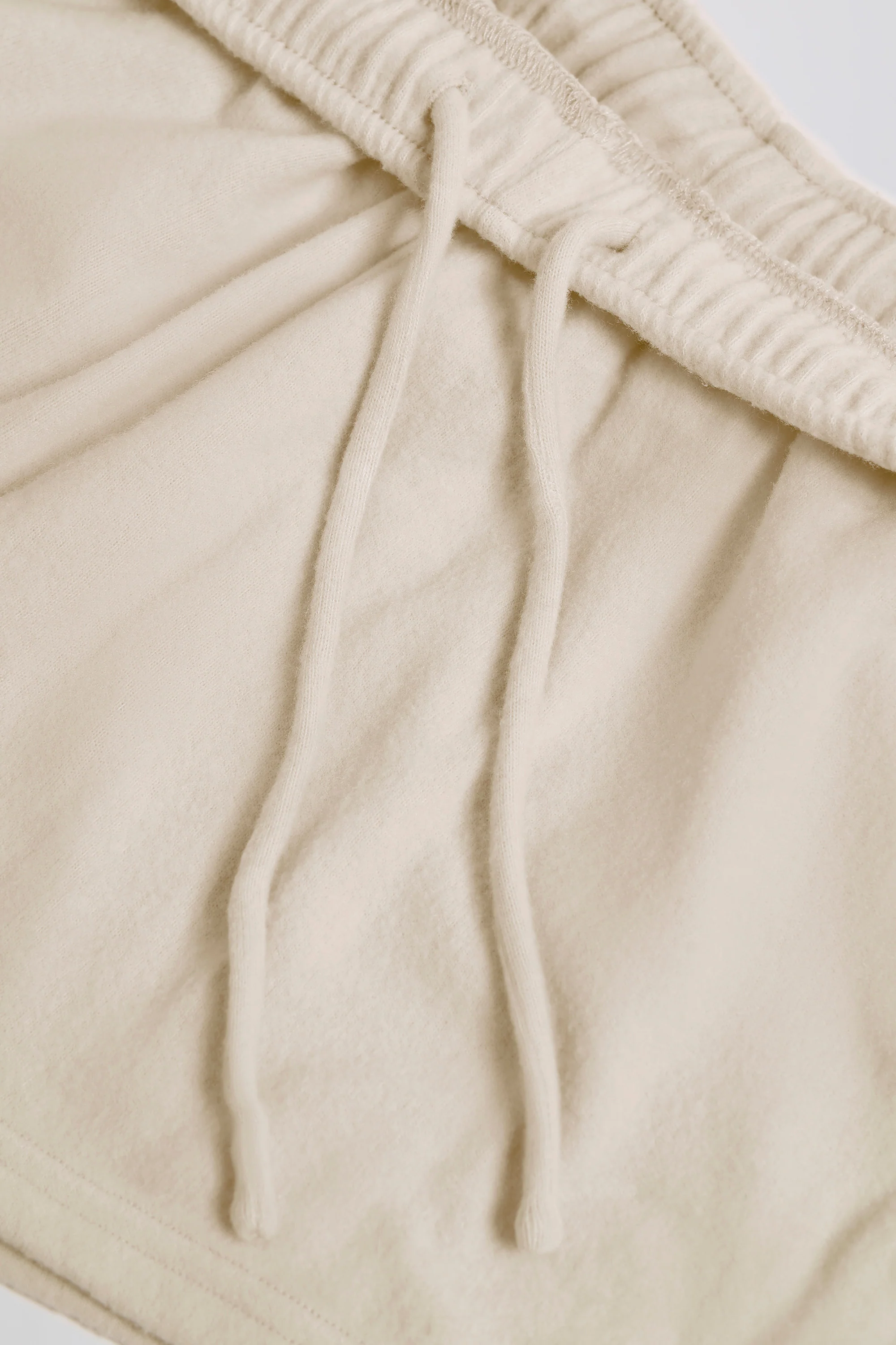 Brushed Jersey Elasticated Mini Shorts in Ecru - Image 8
