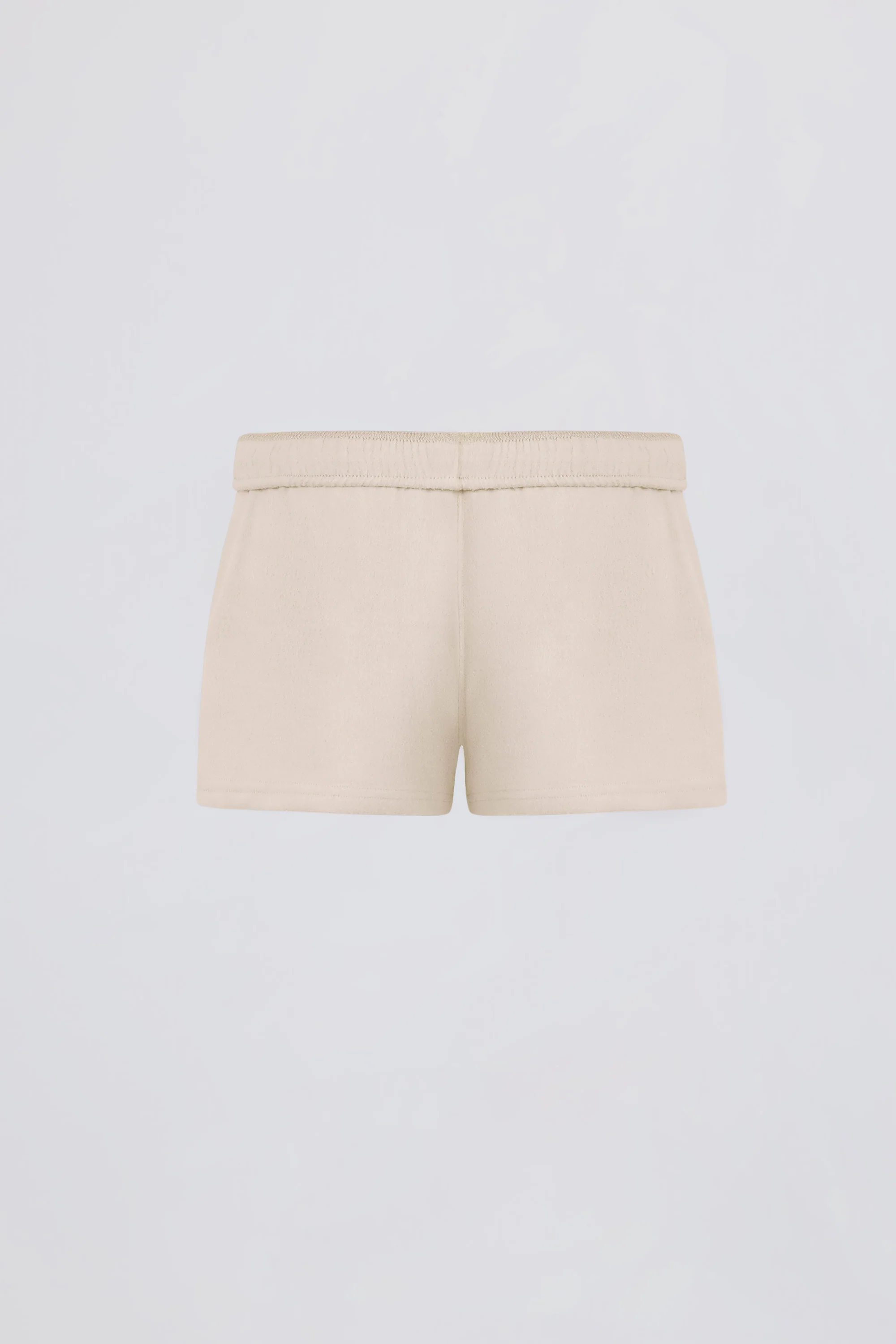 Brushed Jersey Elasticated Mini Shorts in Ecru - Image 9