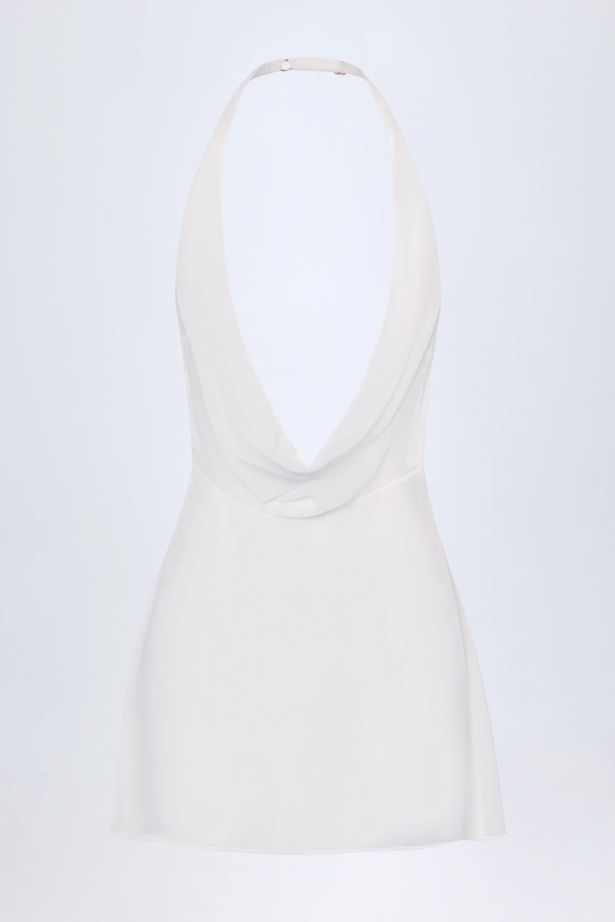 Cowl-Neck Backless Mini Dress in White - Image 3