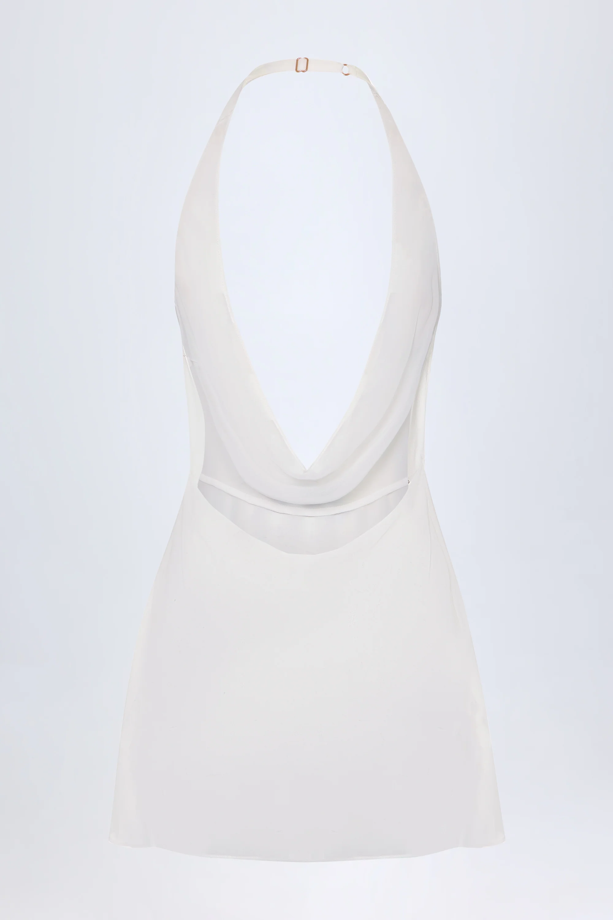 Cowl-Neck Backless Mini Dress in White - Image 4