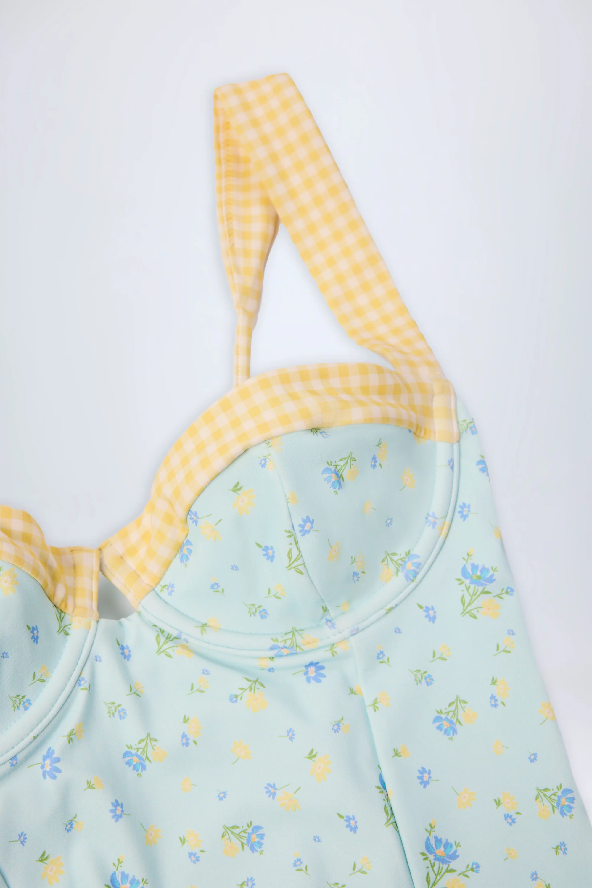Underwired Balconette Swimsuit in Blue Floral - Image 6