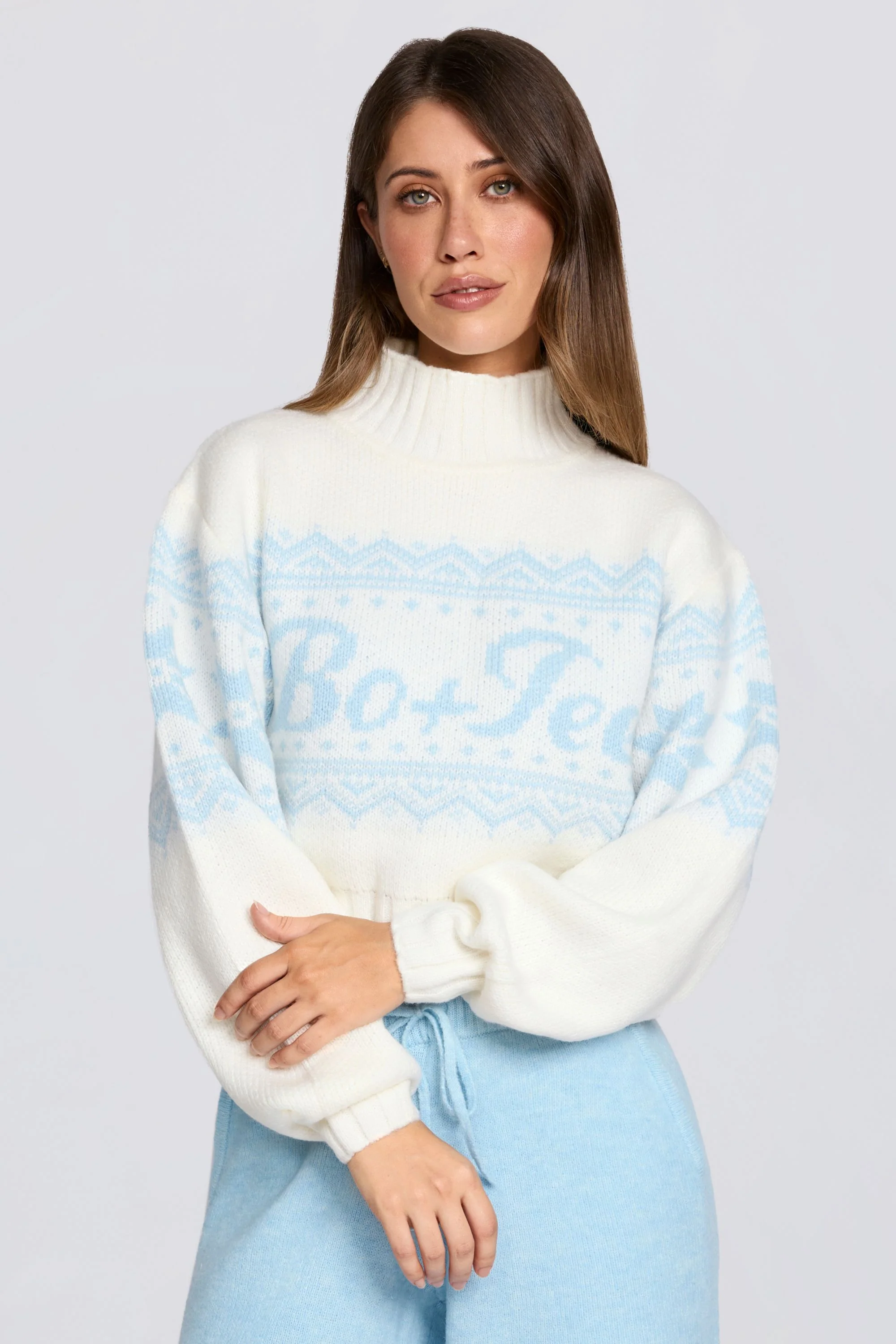 Jacquard-Knit Cropped Jumper in Ivory - Image 7