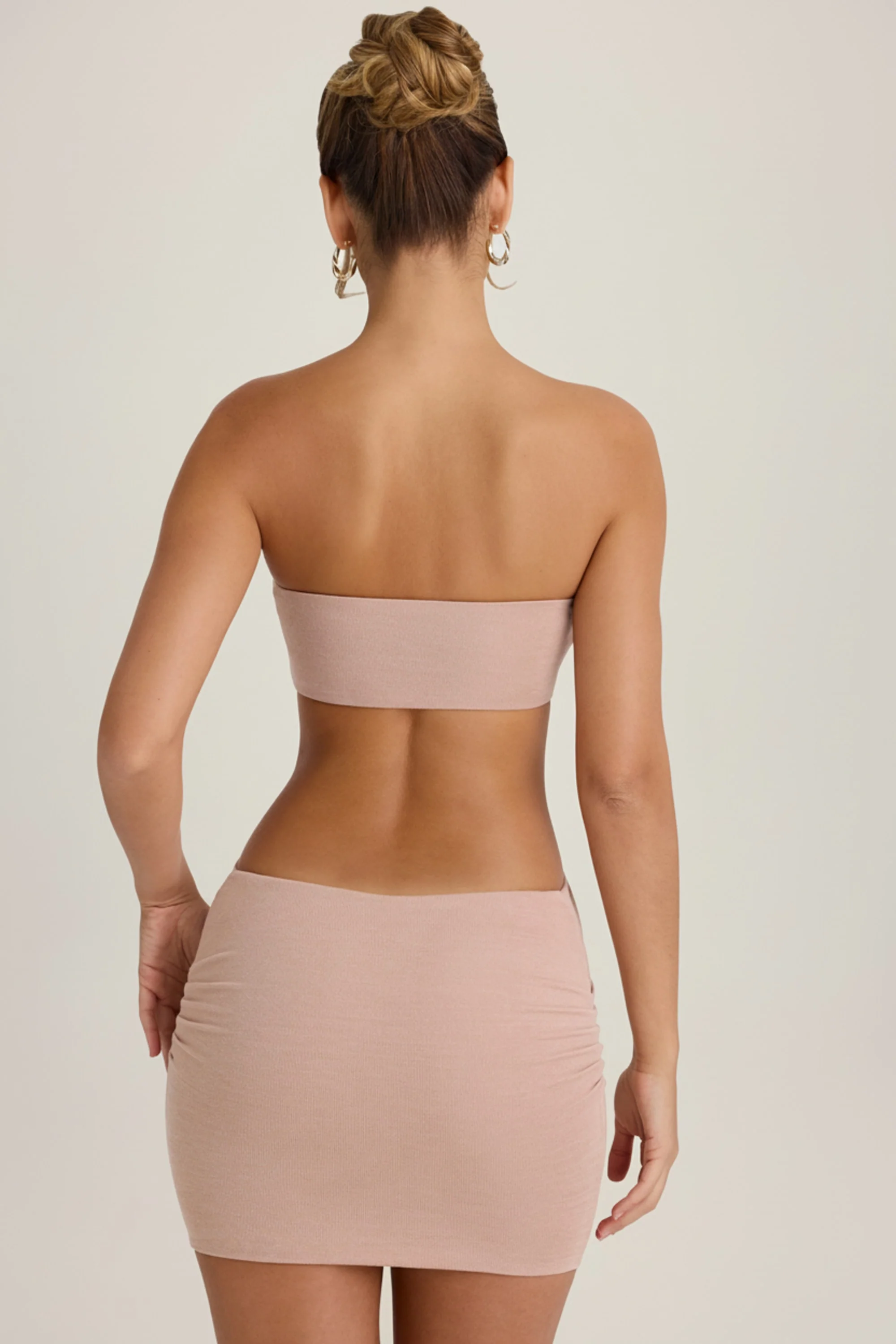 Bandeau Cut-Out Mini Dress in Warm Peach - Image 2