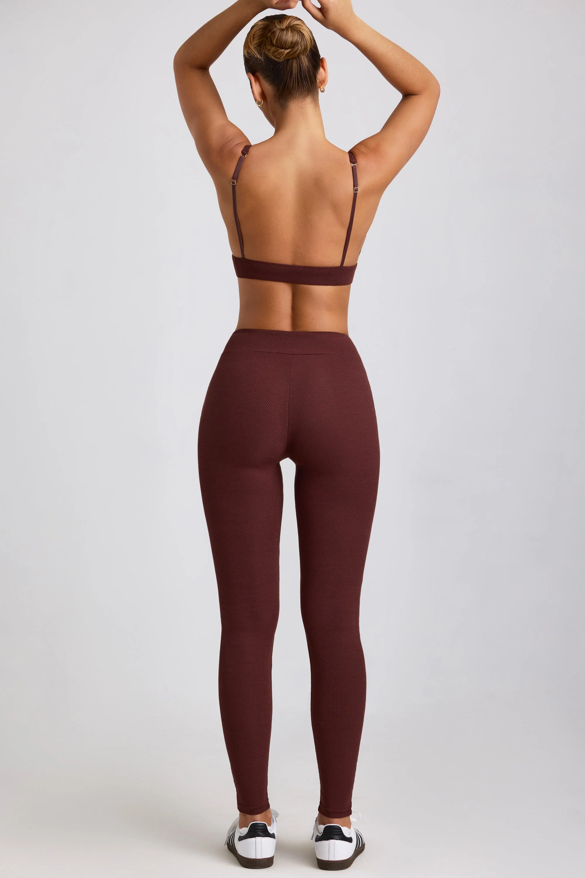 Ribbed Modal High Waist Leggings in Espresso - Image 2