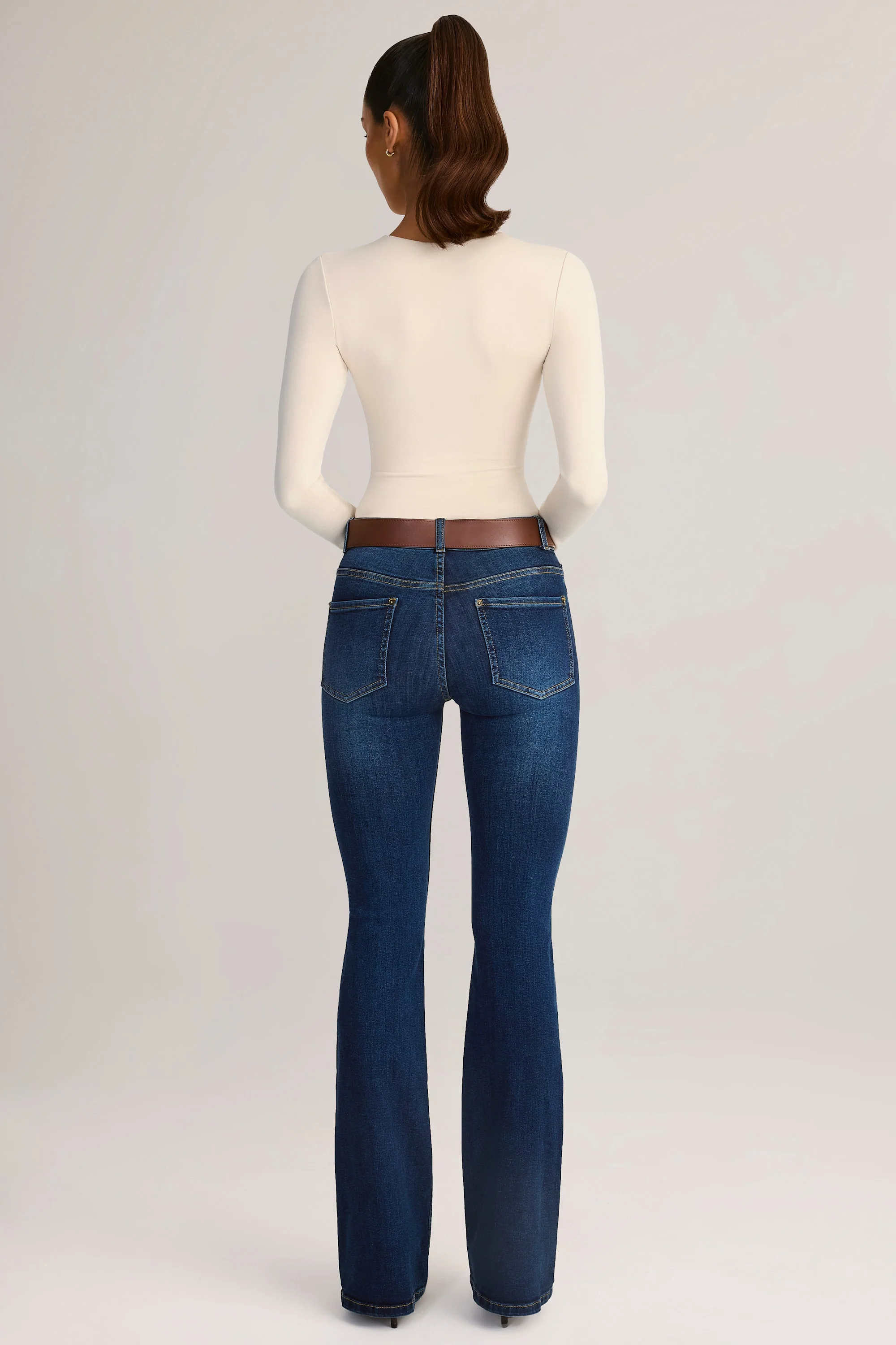 Denim Mid-Rise Flared Jeans in Indigo - Image 5
