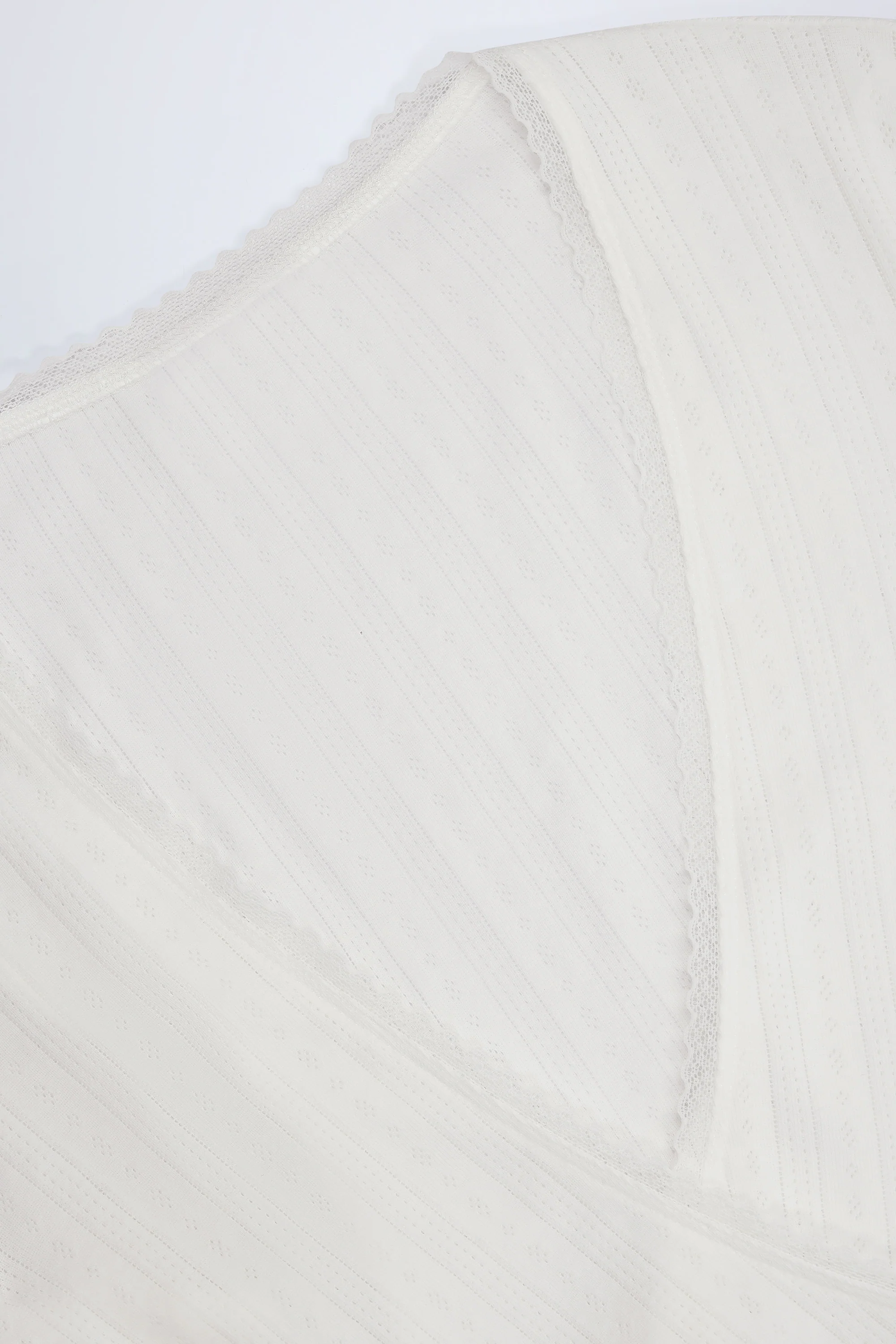 Pointelle Wrap Crop Top in White - Image 8