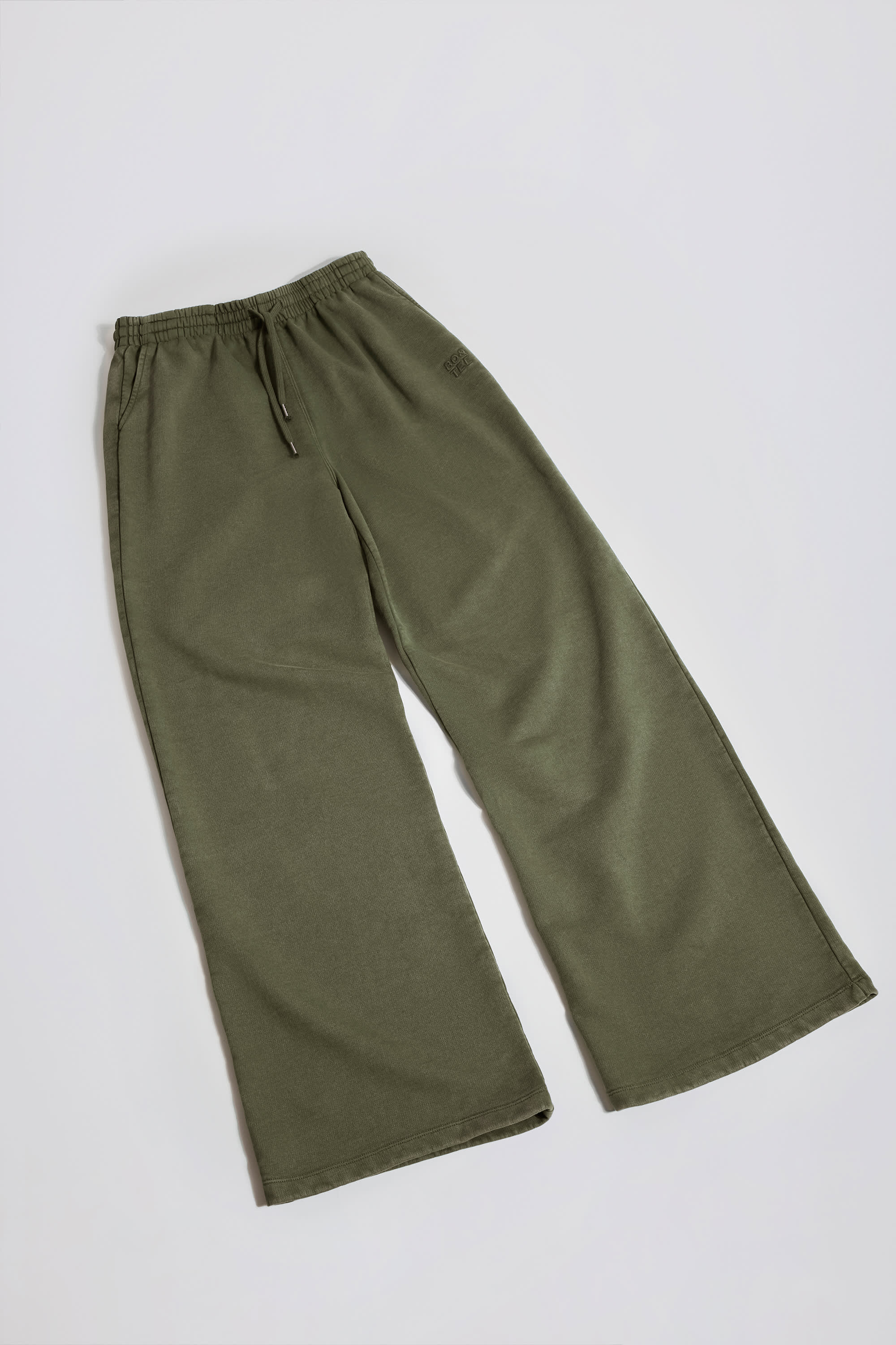 Soft Cotton Mid-Rise Wide-Leg Joggers in Light Green - Image 8