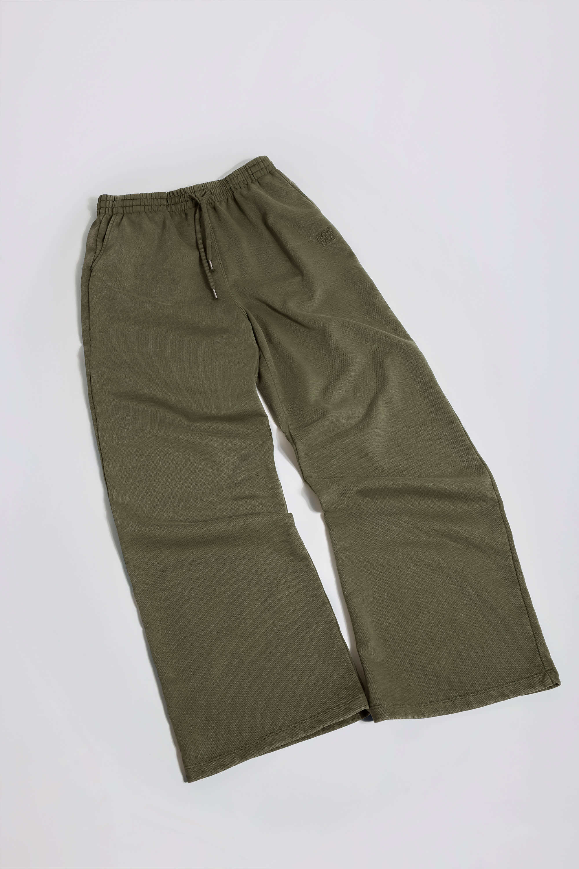 Soft Cotton Mid-Rise Wide-Leg Joggers in Light Green - Image 9