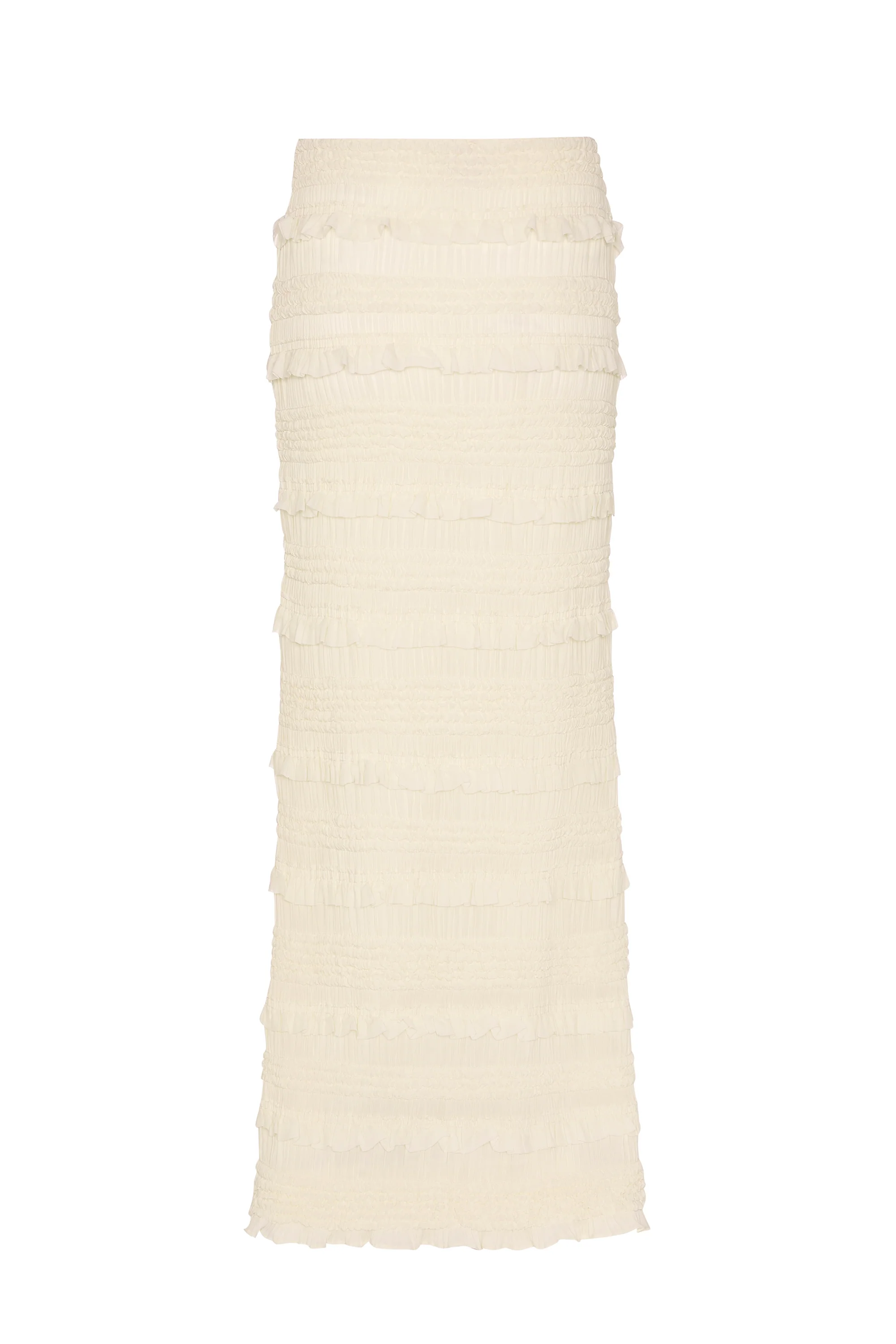 Ruffled Mid-Rise Maxi Skirt in Ivory - Image 4